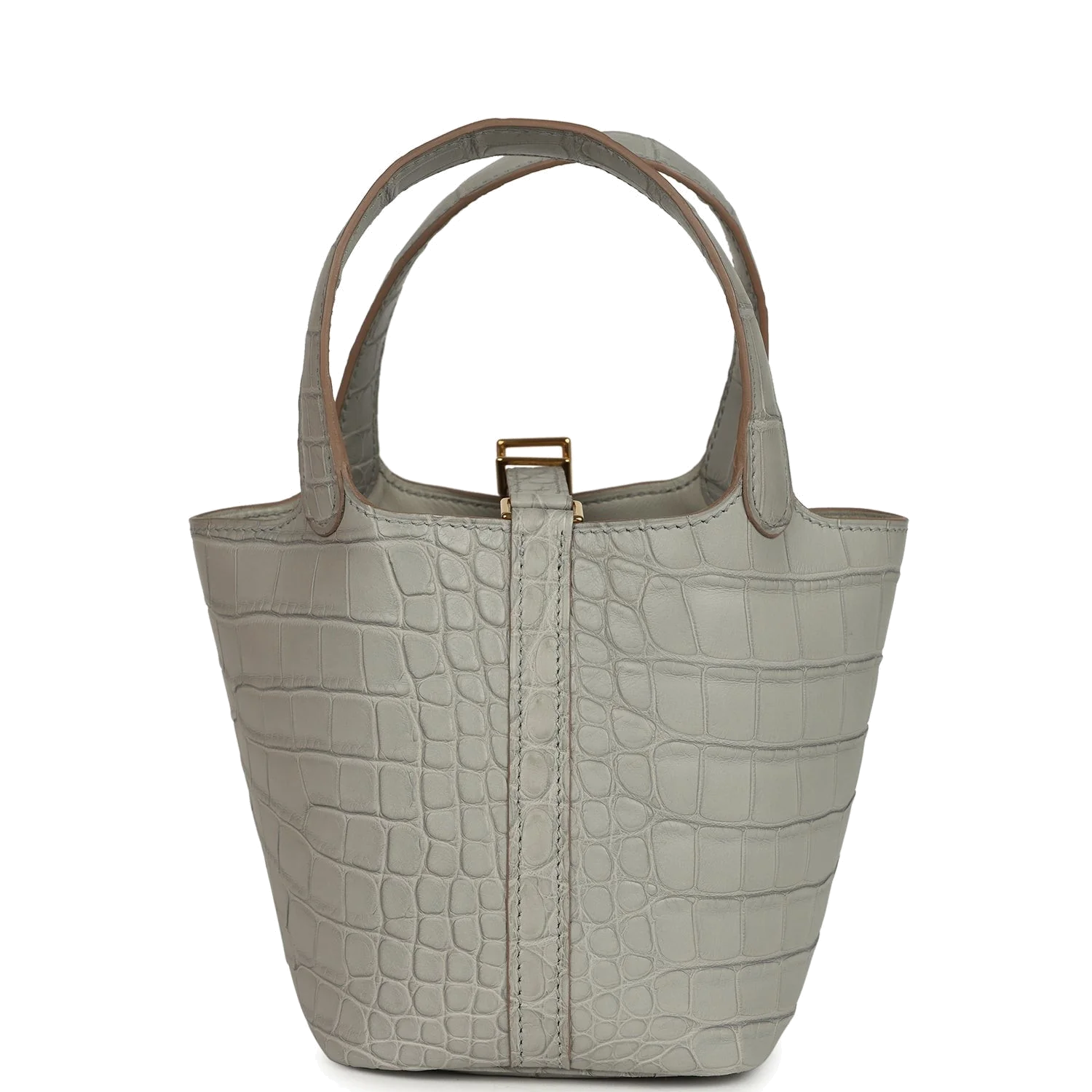 Hermes Micro Picotin Lock 14 Gris Perle Matte Alligator Palladium Hardware — фото 5