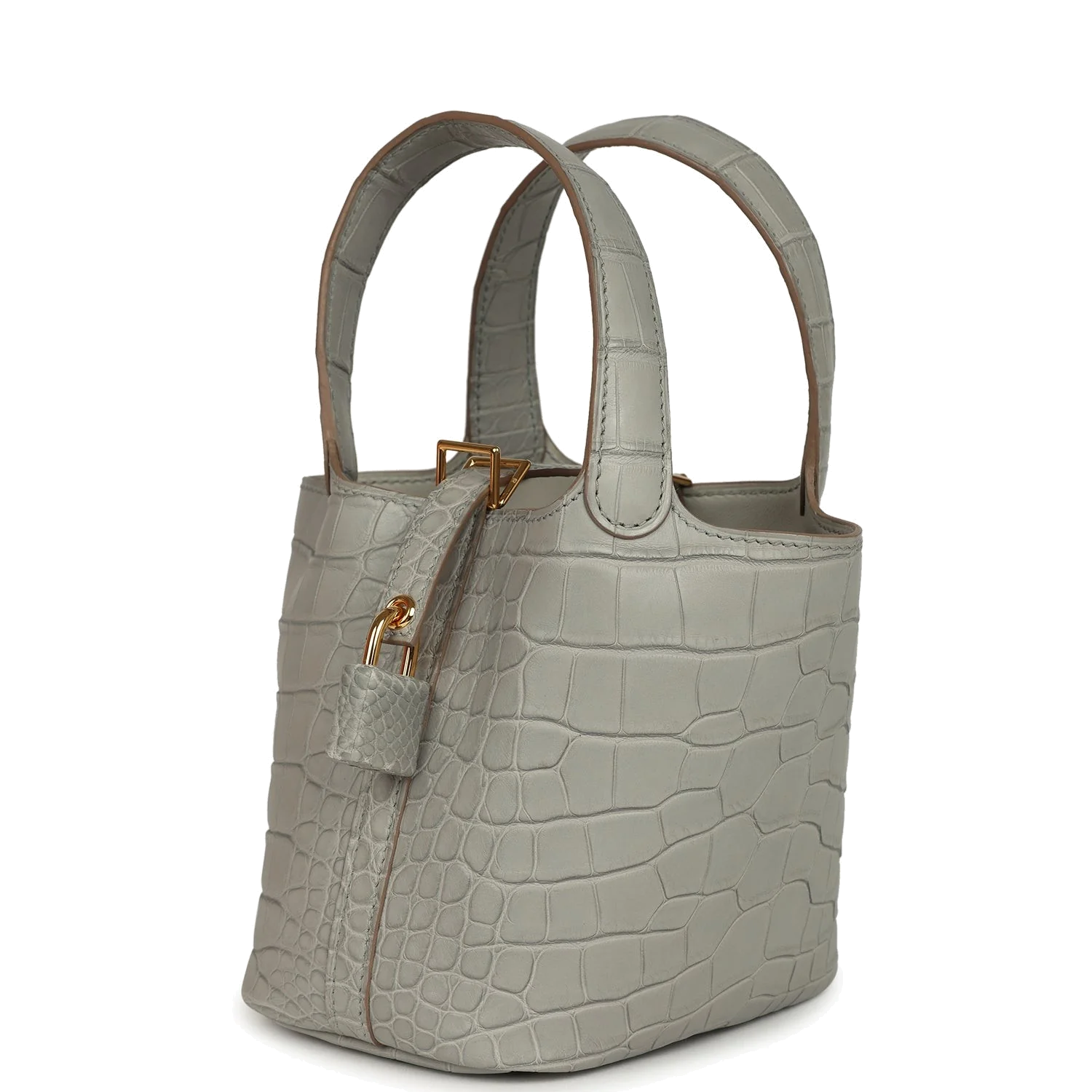 Hermes Micro Picotin Lock 14 Gris Perle Matte Alligator Palladium Hardware — фото 6
