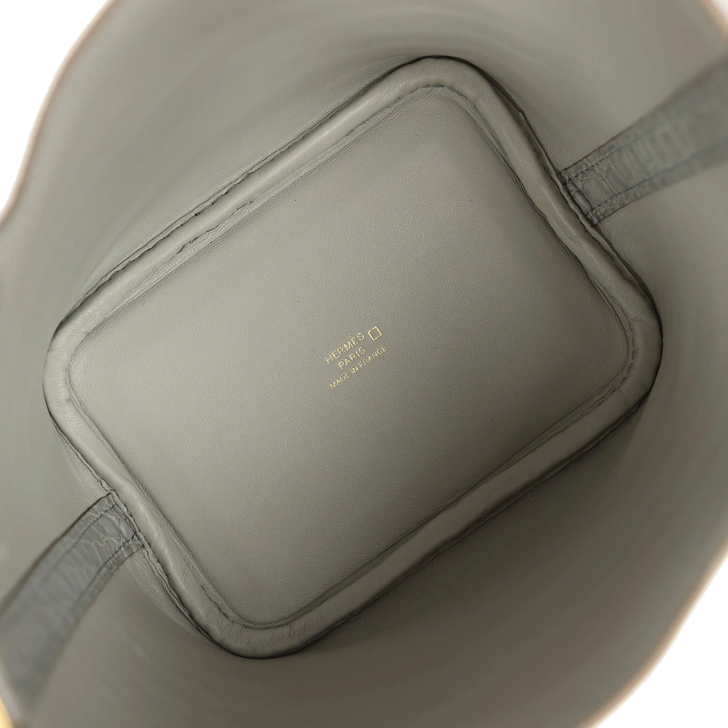 Hermes Micro Picotin Lock 14 Gris Perle Matte Alligator Palladium Hardware — фото 8