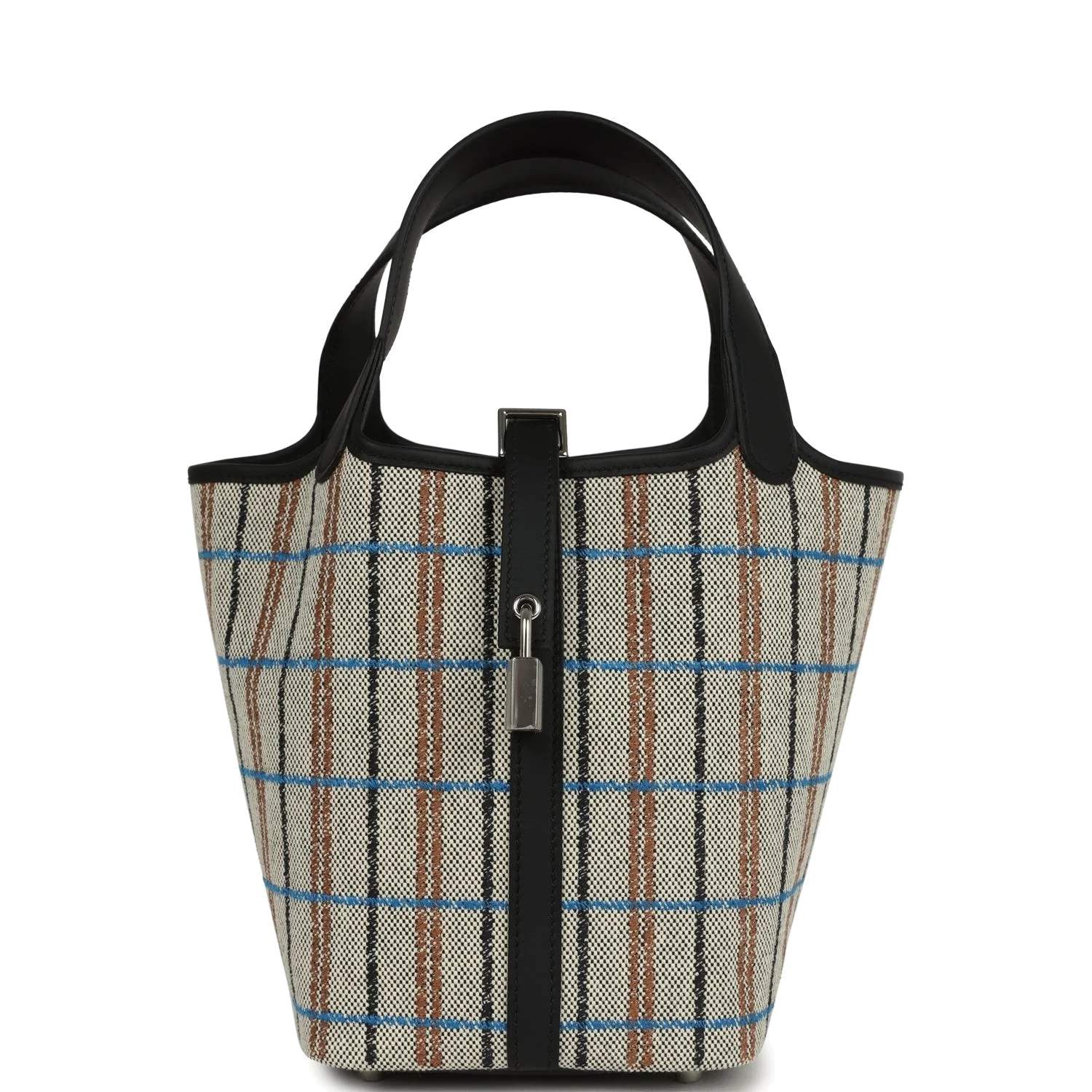 Hermes Picotin Lock 18 Black Swift and Ecru, Bleu, Black and Fauve Toile H Canvas Palladium Hardware