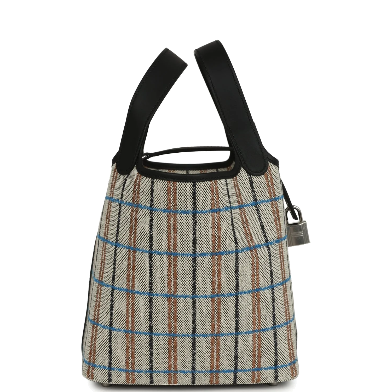 Hermes Picotin Lock 18 Black Swift and Ecru, Bleu, Black and Fauve Toile H Canvas Palladium Hardware — фото 4