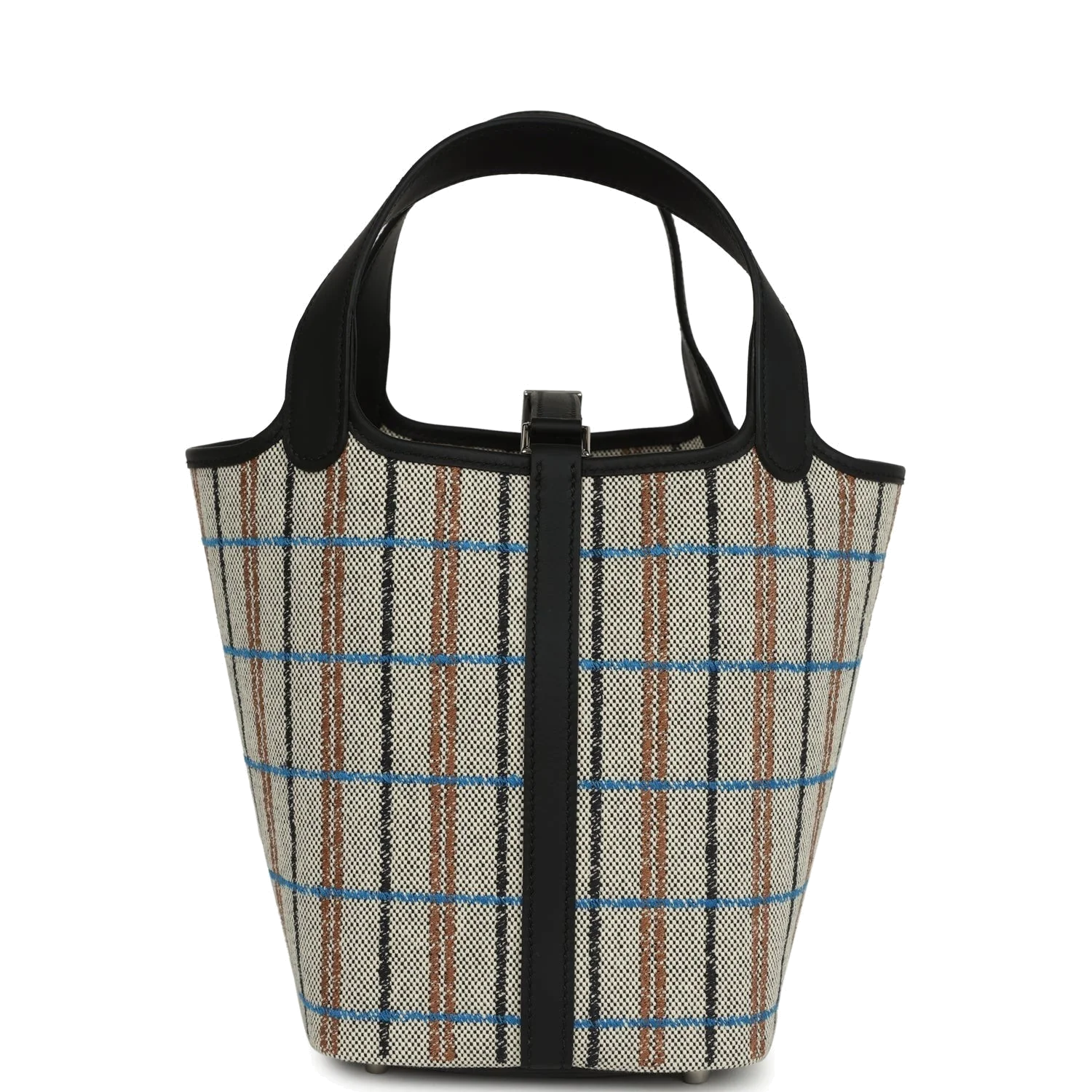 Hermes Picotin Lock 18 Black Swift and Ecru, Bleu, Black and Fauve Toile H Canvas Palladium Hardware — фото 5