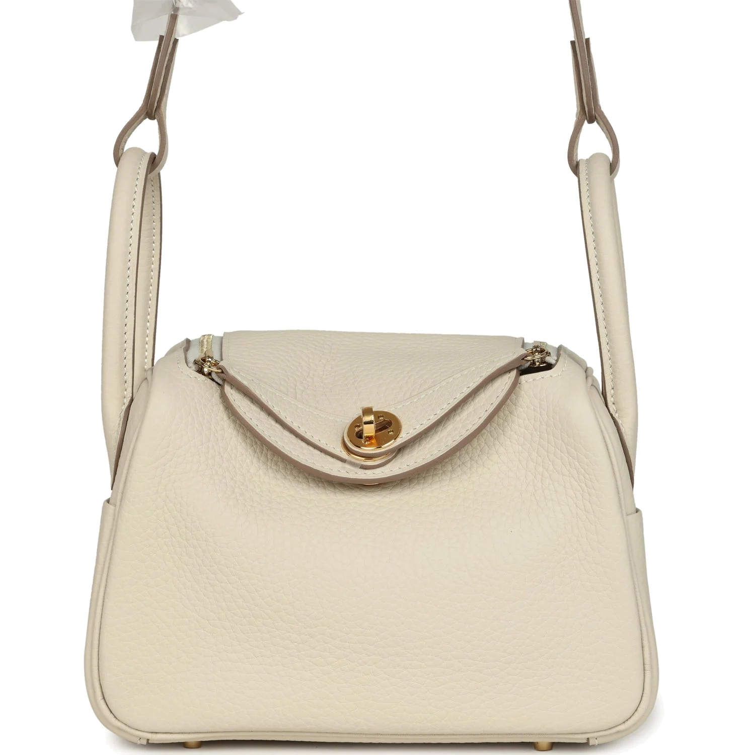 Hermes Mini Lindy II Craie Clemence Gold Hardware — фото 2