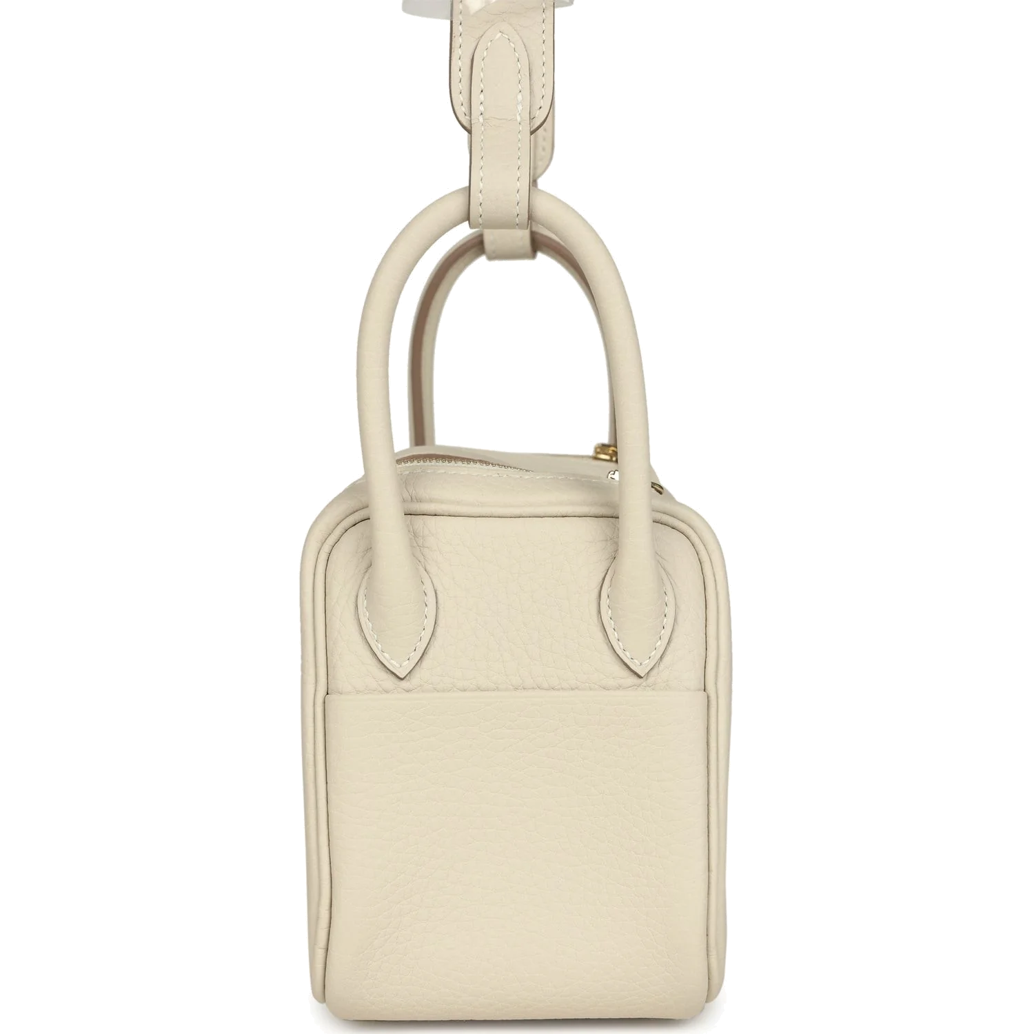 Hermes Mini Lindy II Craie Clemence Gold Hardware — фото 4