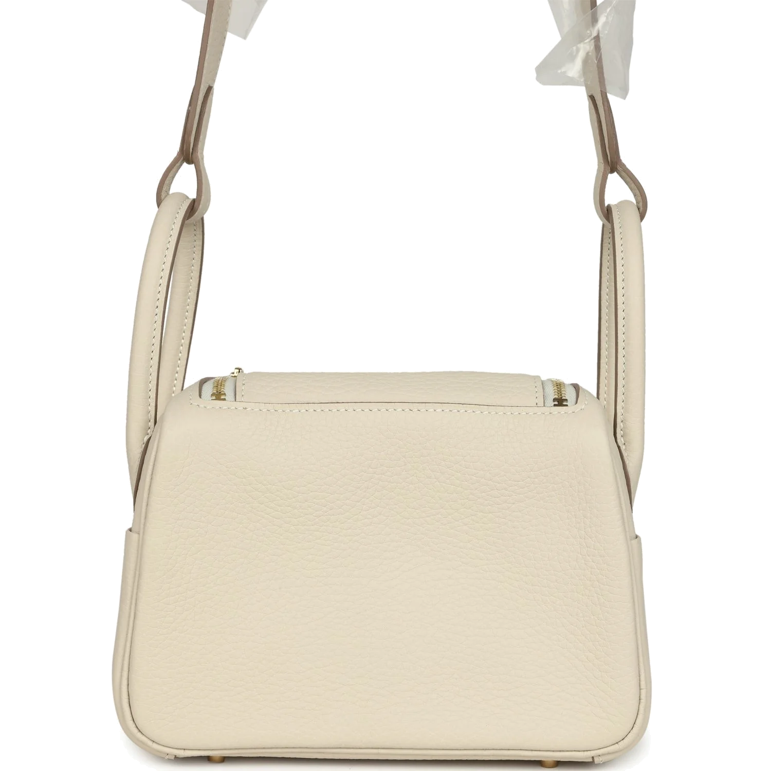 Hermes Mini Lindy II Craie Clemence Gold Hardware — фото 5