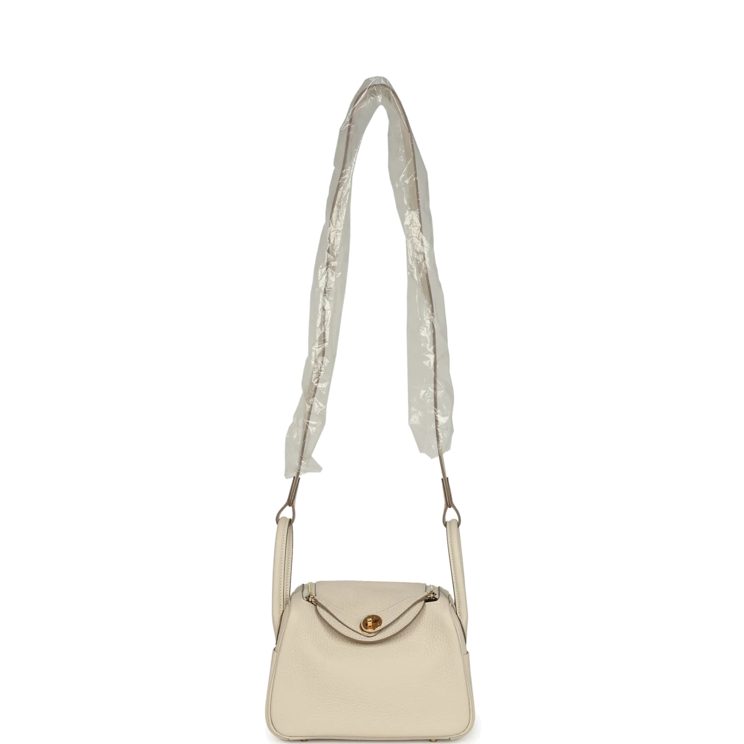 Hermes Mini Lindy II Craie Clemence Gold Hardware — фото 8