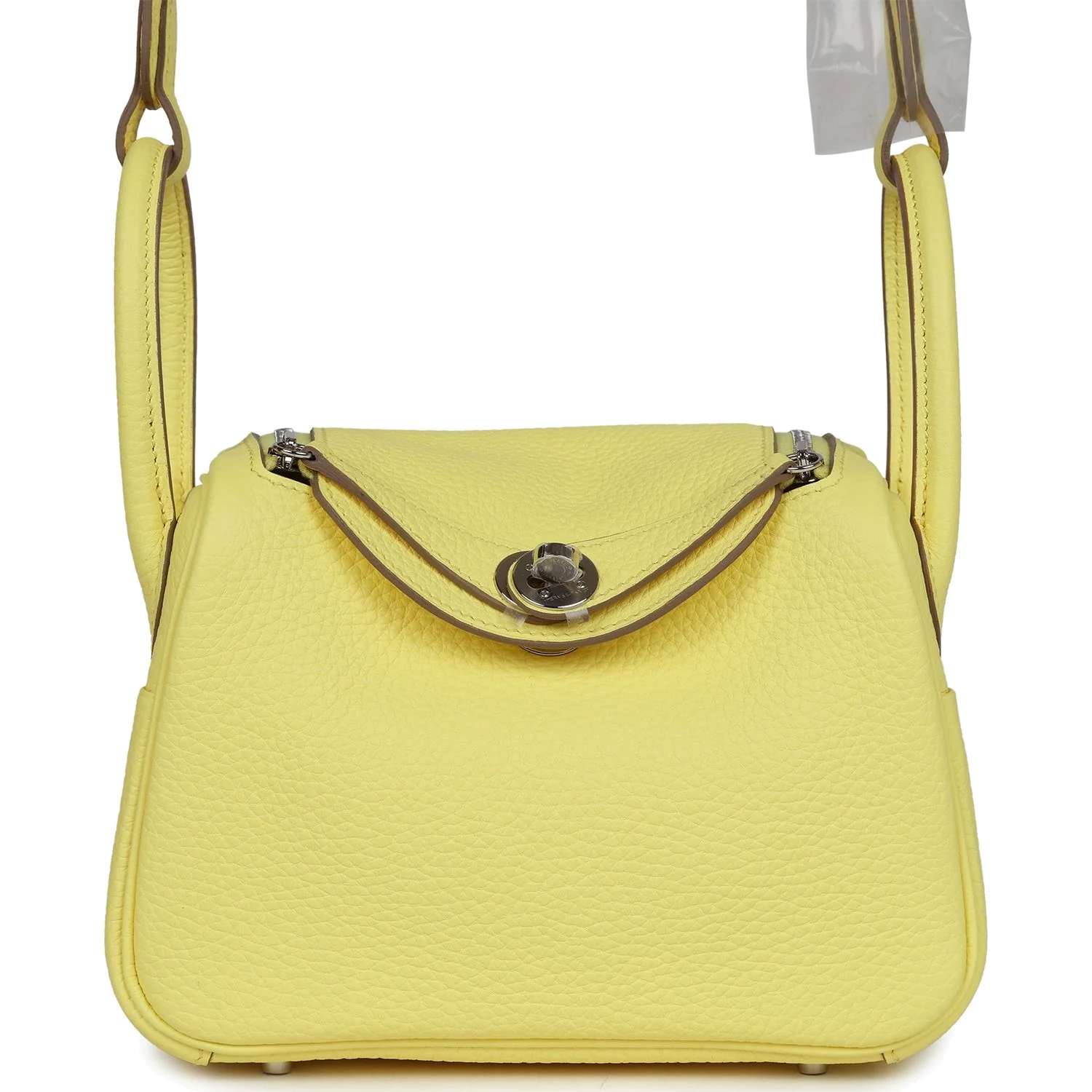 Hermes Mini Lindy Limoncello Clemence Palladium Hardware — фото 2