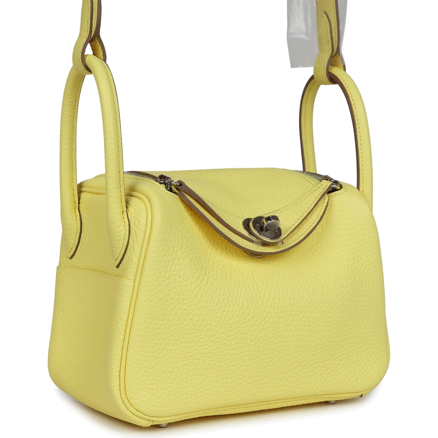 Hermes Mini Lindy Limoncello Clemence Palladium Hardware — фото 3