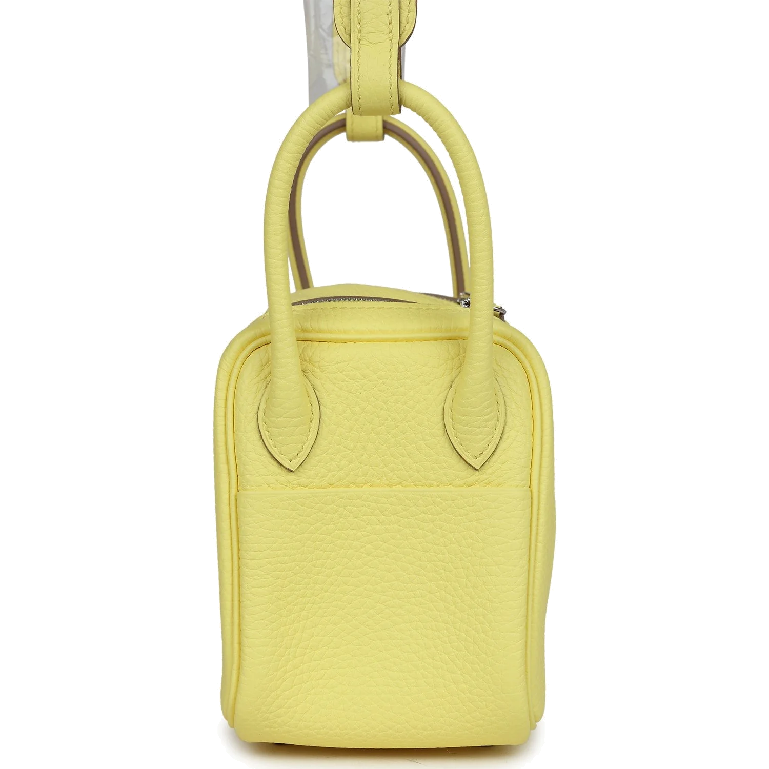 Hermes Mini Lindy Limoncello Clemence Palladium Hardware — фото 4