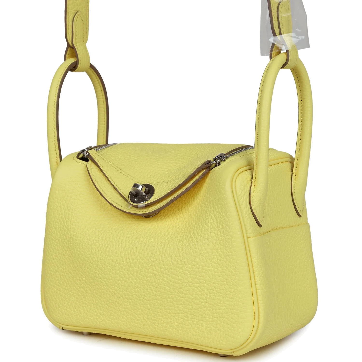 Hermes Mini Lindy Limoncello Clemence Palladium Hardware — фото 6