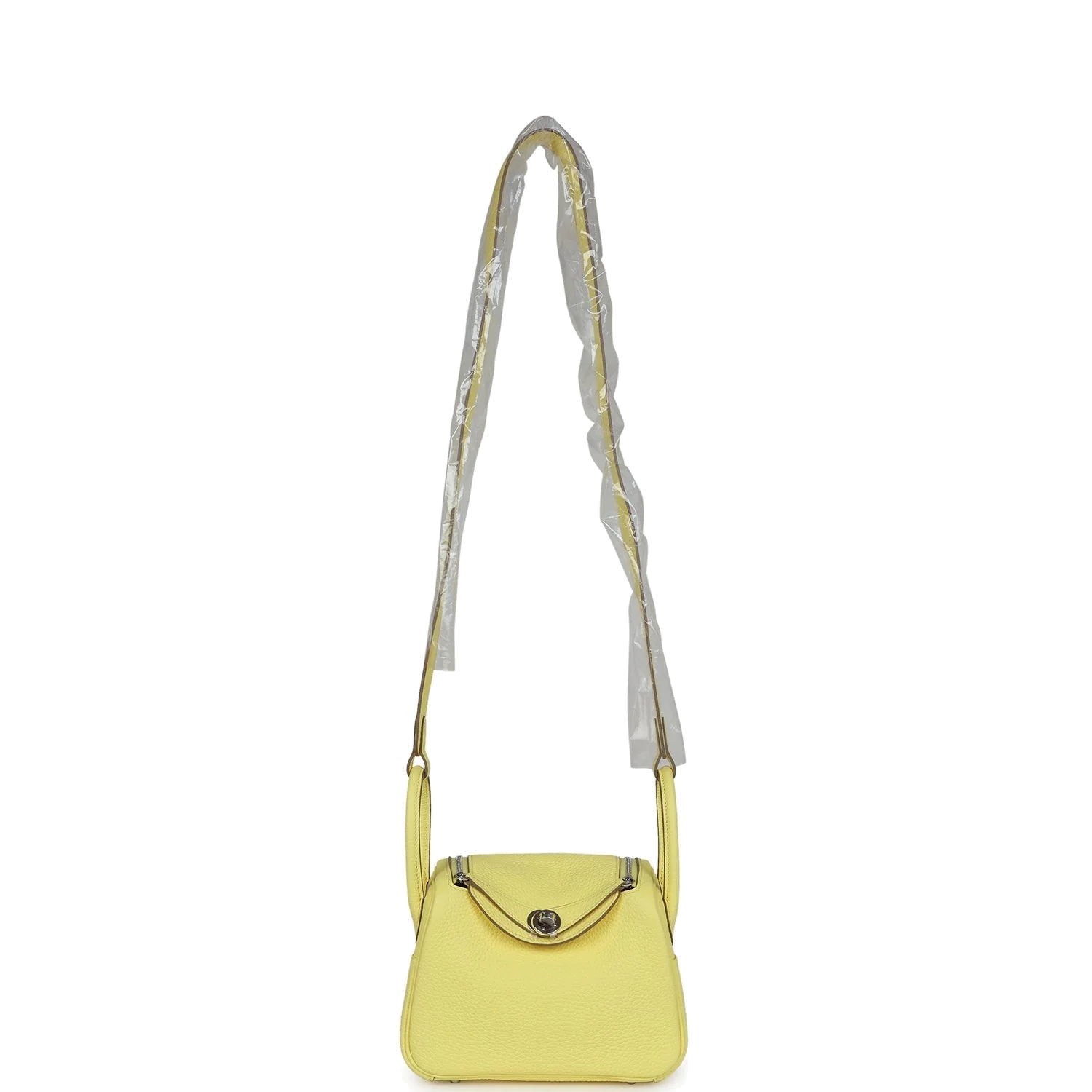 Hermes Mini Lindy Limoncello Clemence Palladium Hardware — фото 7
