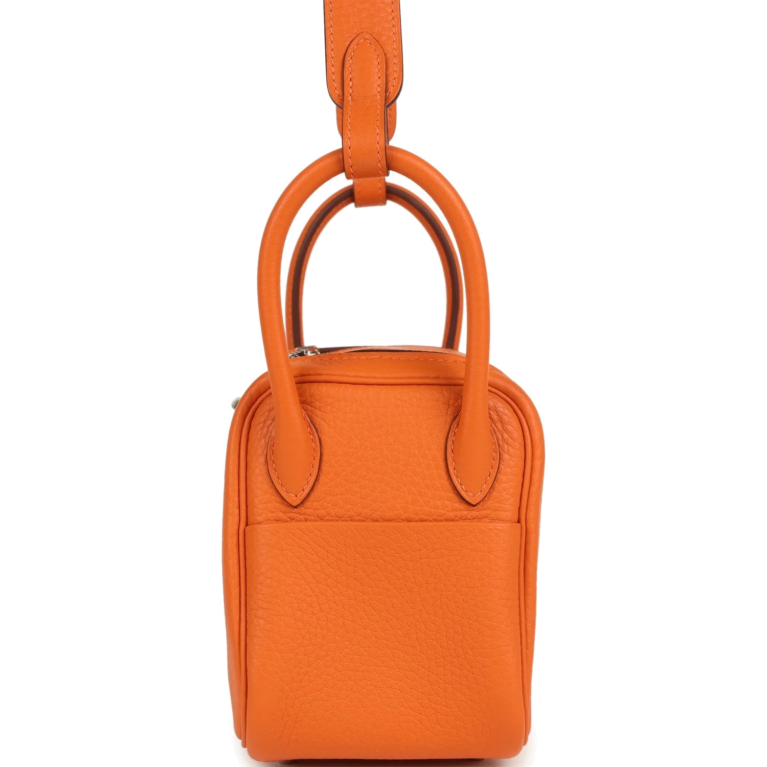 Hermes Mini Lindy II Orange Clemence Palladium Hardware — фото 4