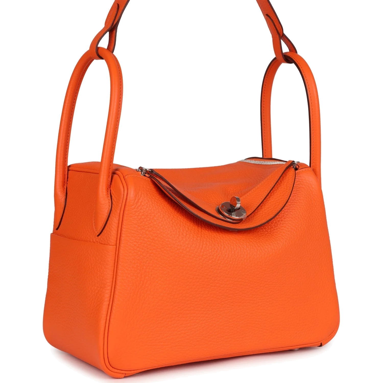 Hermes Lindy 26 Orange Minium Clemence Palladium Hardware — фото 3