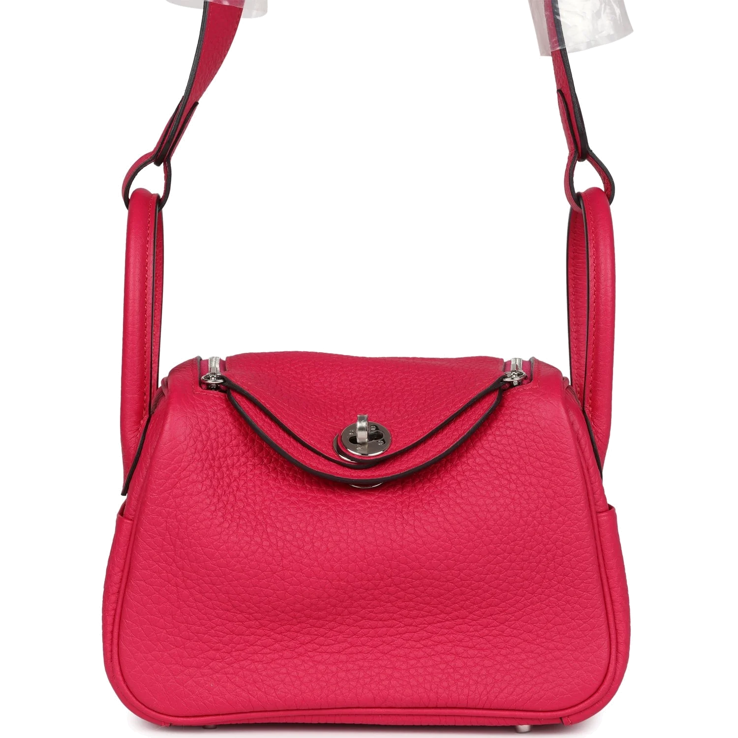 Hermes Mini Lindy Framboise Clemence Palladium Hardware — фото 2