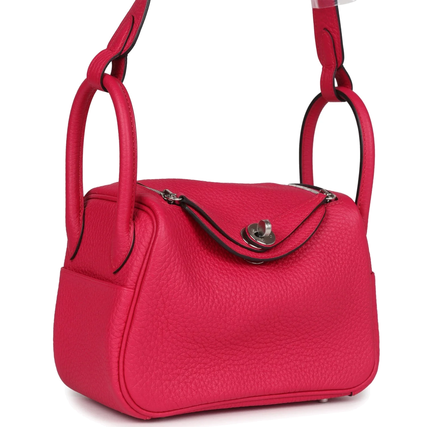 Hermes Mini Lindy Framboise Clemence Palladium Hardware — фото 3