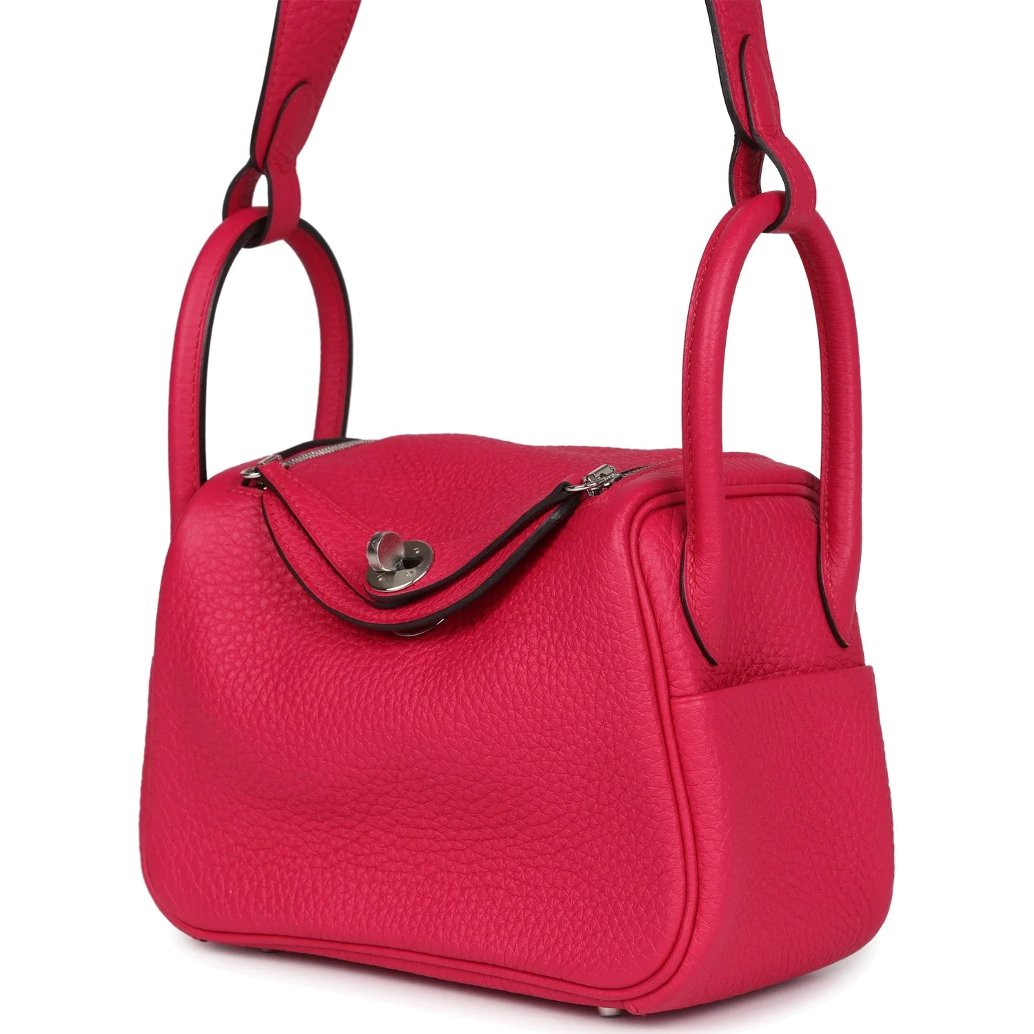 Hermes Mini Lindy Framboise Clemence Palladium Hardware — фото 6