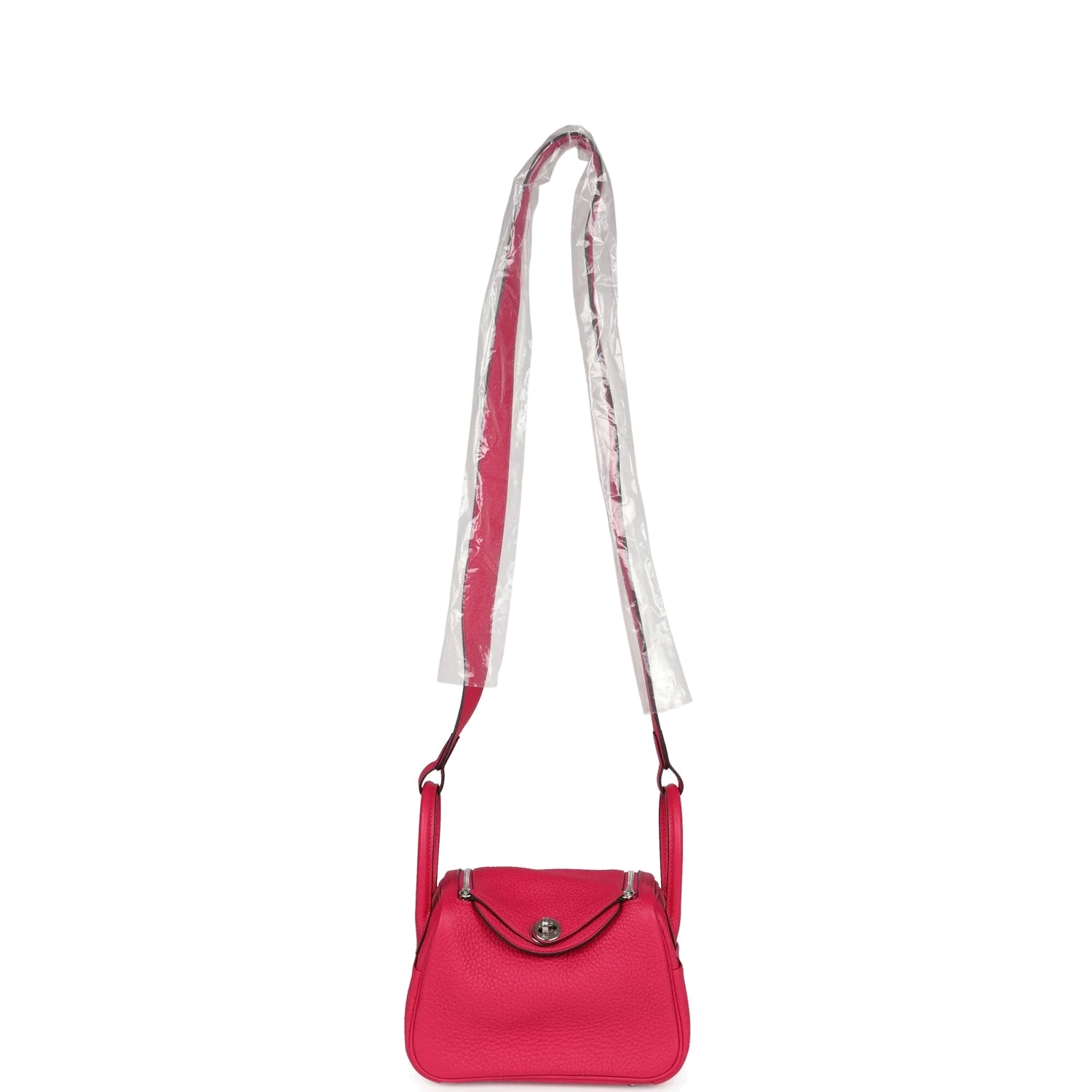 Hermes Mini Lindy Framboise Clemence Palladium Hardware — фото 8