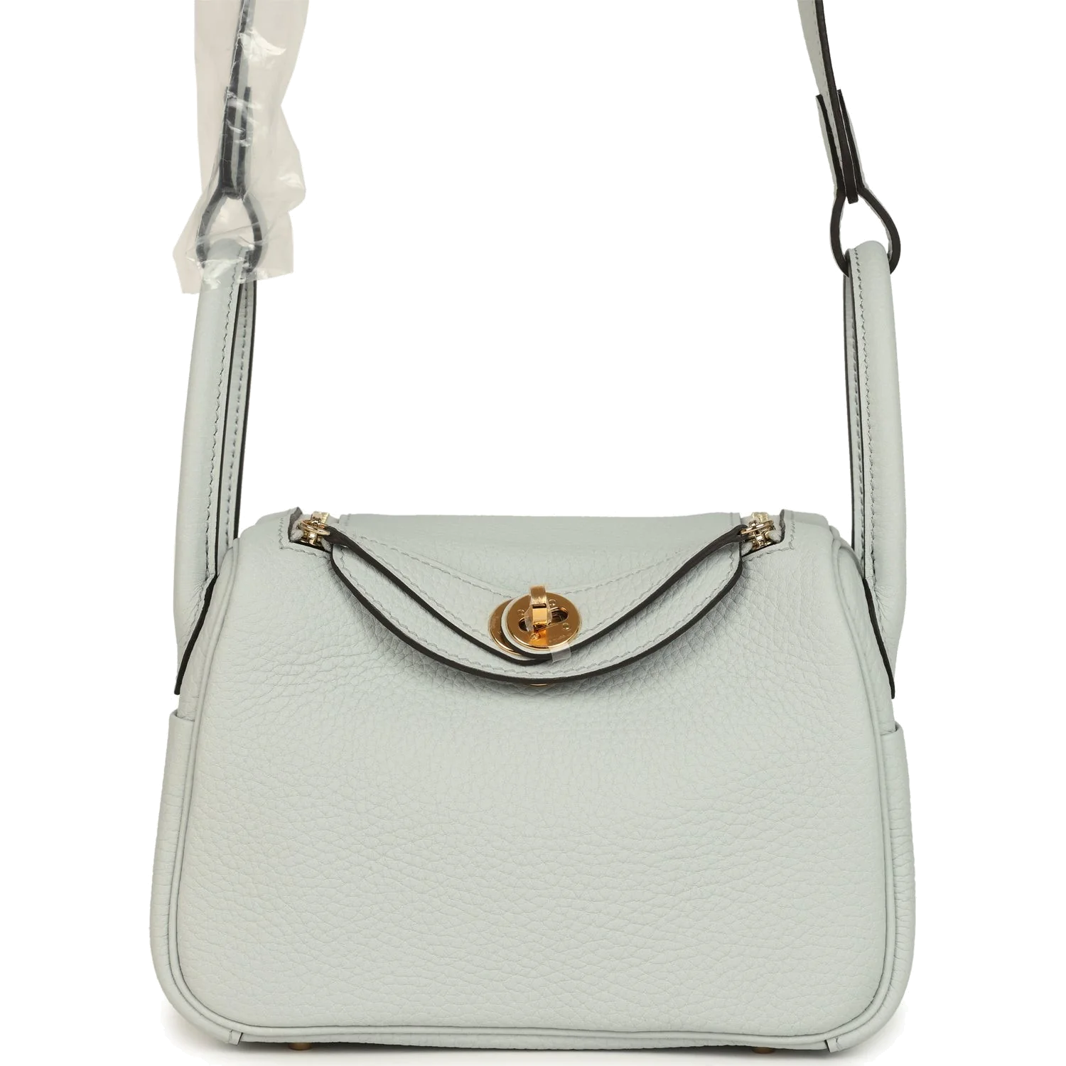 Hermes Mini Lindy Bleu Pale Clemence Gold Hardware