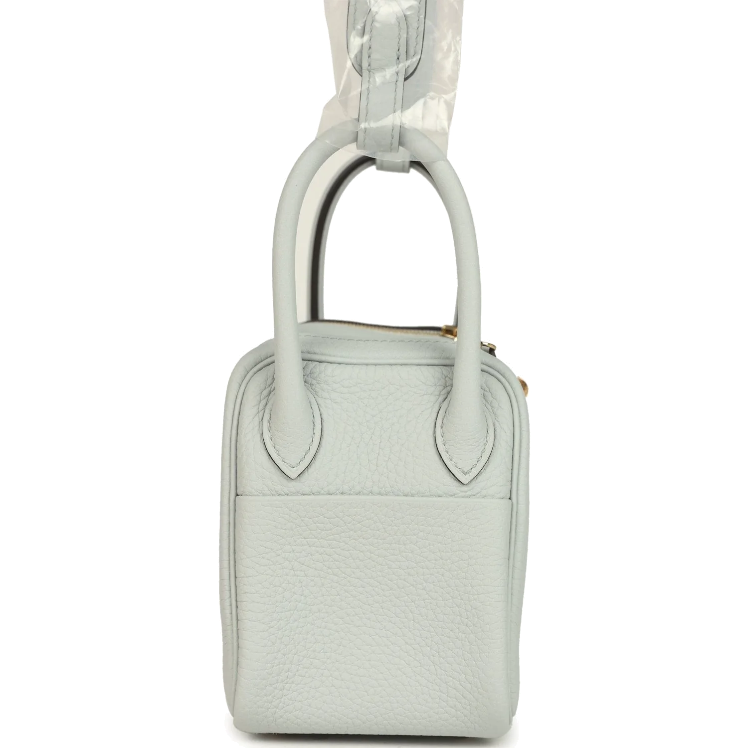Hermes Mini Lindy Bleu Pale Clemence Gold Hardware — фото 4