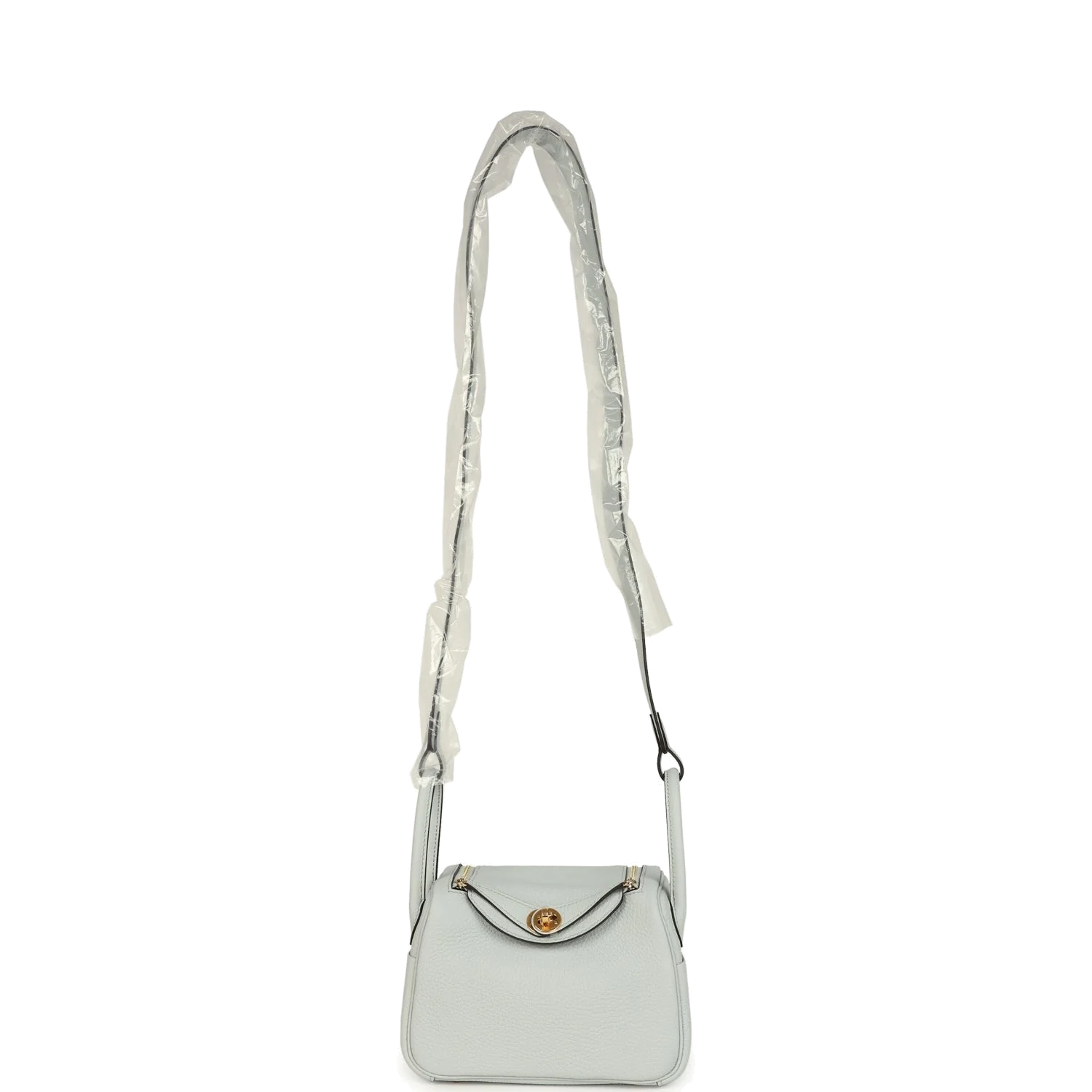 Hermes Mini Lindy Bleu Pale Clemence Gold Hardware — фото 7