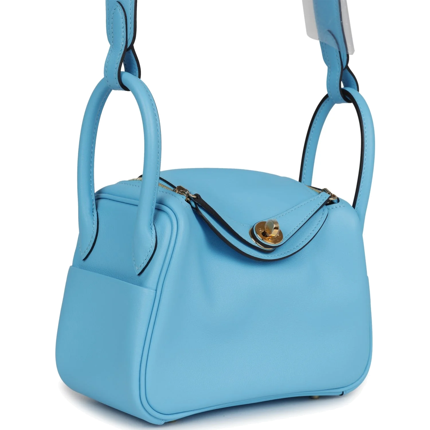 Hermes Mini Lindy Celeste Swift Gold Hardware — фото 3