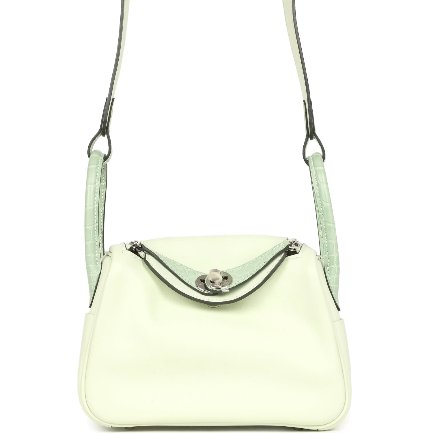 Hermes Mini Lindy Vert Fizz Swift and Matte Alligator Touch Palladium Hardware — фото 2