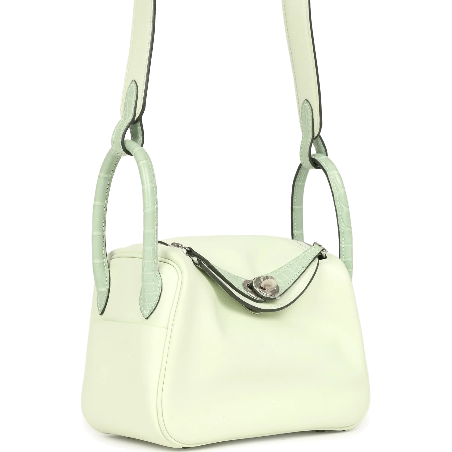 Hermes Mini Lindy Vert Fizz Swift and Matte Alligator Touch Palladium Hardware — фото 3