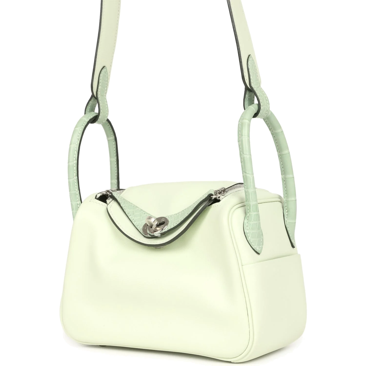 Hermes Mini Lindy Vert Fizz Swift and Matte Alligator Touch Palladium Hardware — фото 6