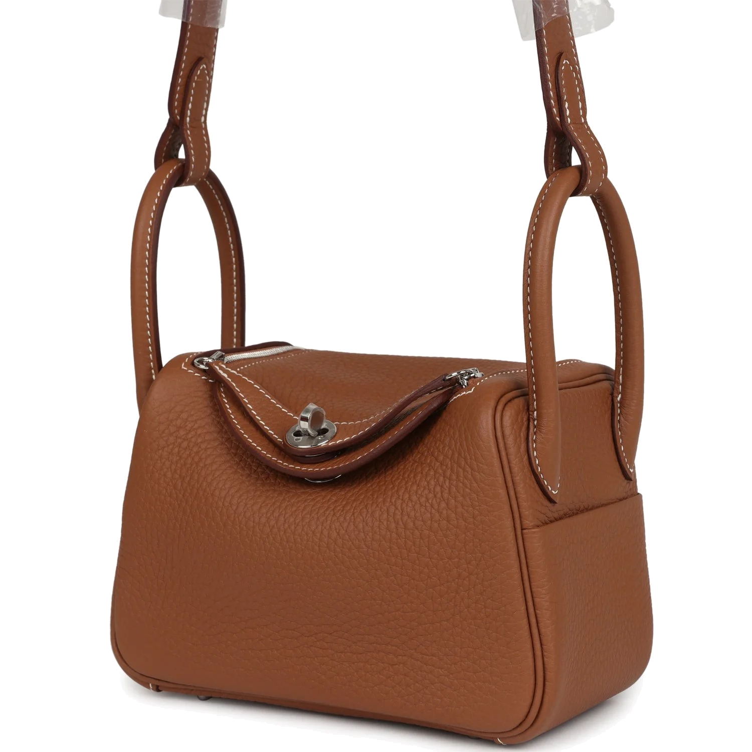 Hermes Mini Lindy II Gold Clemence Palladium Hardware — фото 6