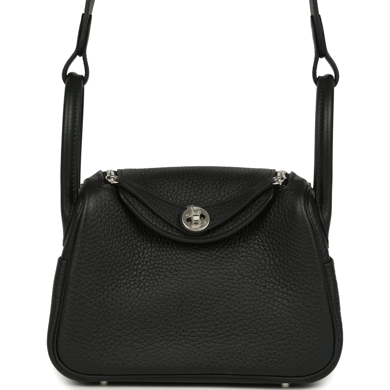 Hermes Mini Lindy II Black Clemence Palladium Hardware — фото 1