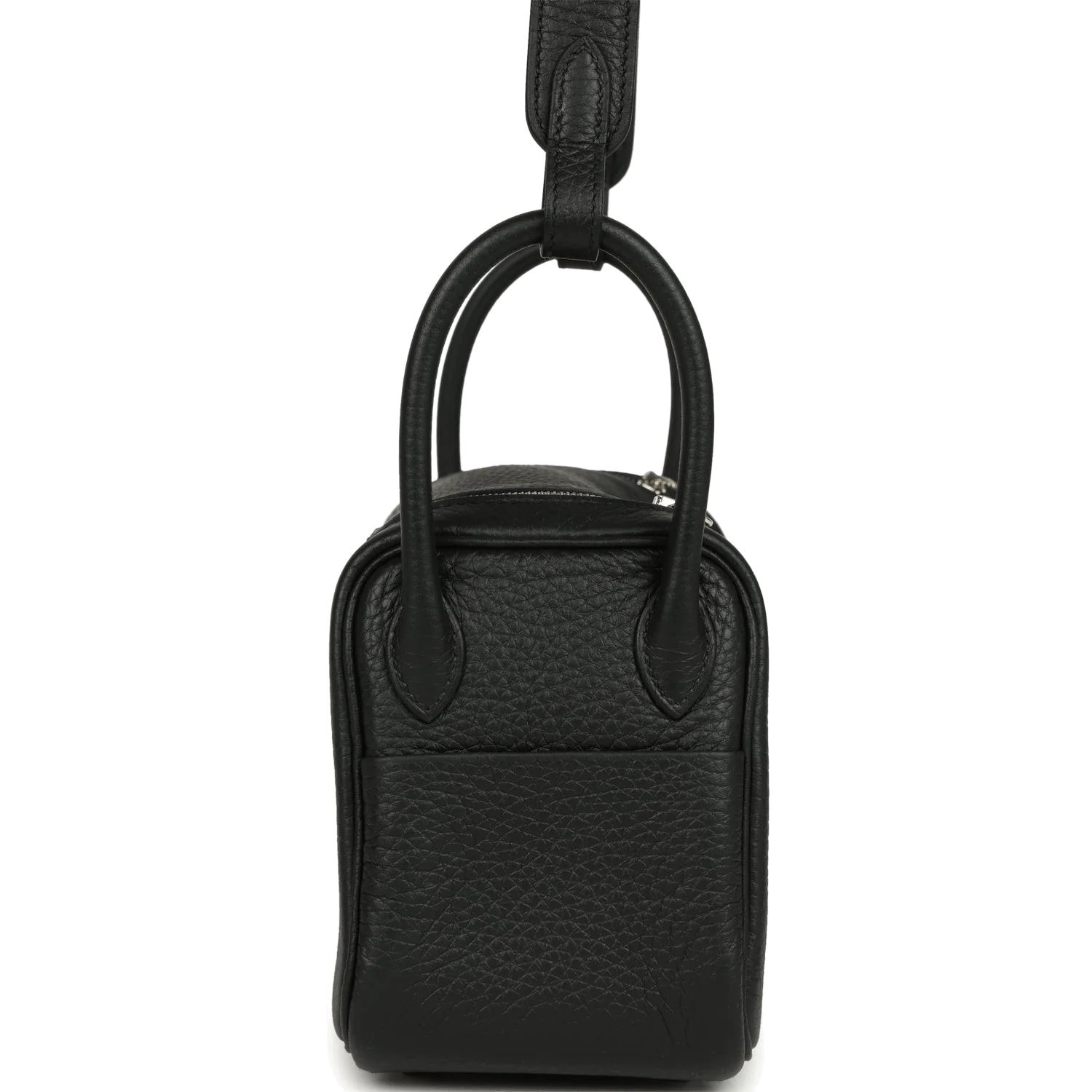 Hermes Mini Lindy II Black Clemence Palladium Hardware — фото 4