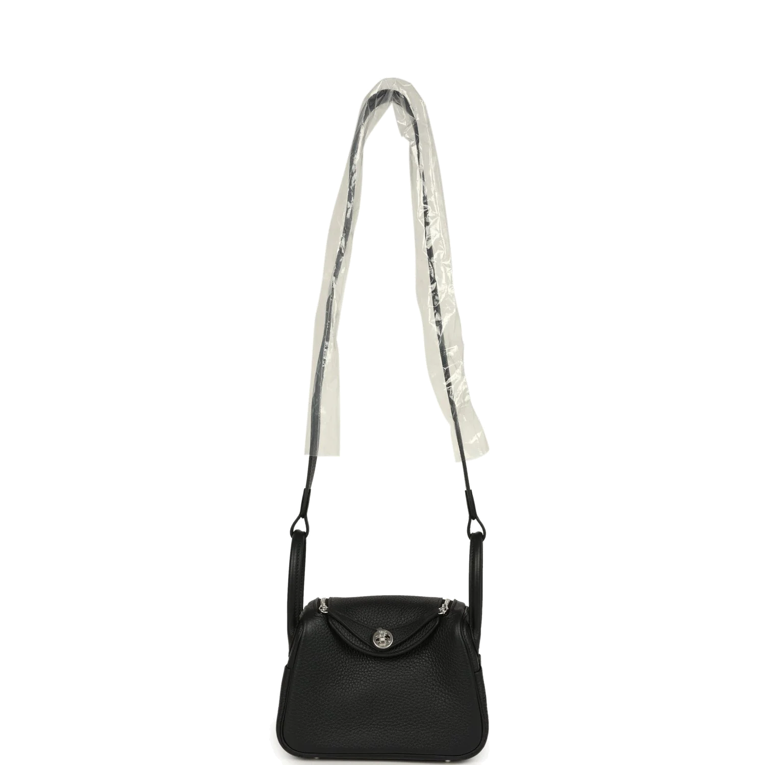 Hermes Mini Lindy II Black Clemence Palladium Hardware — фото 8