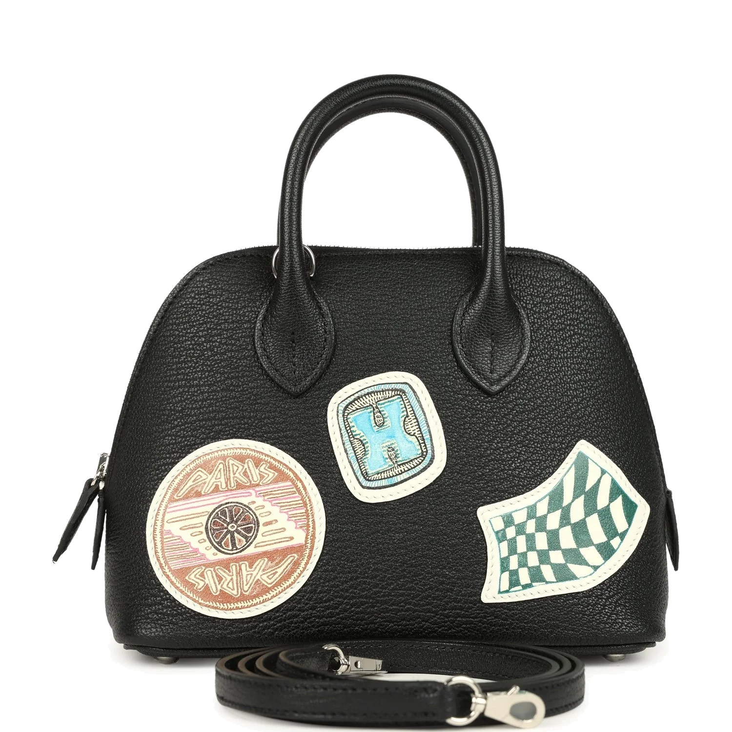 Hermes Mini 1923 Pique-Colle Bolide Black Chevre Palladium Hardware — фото 2