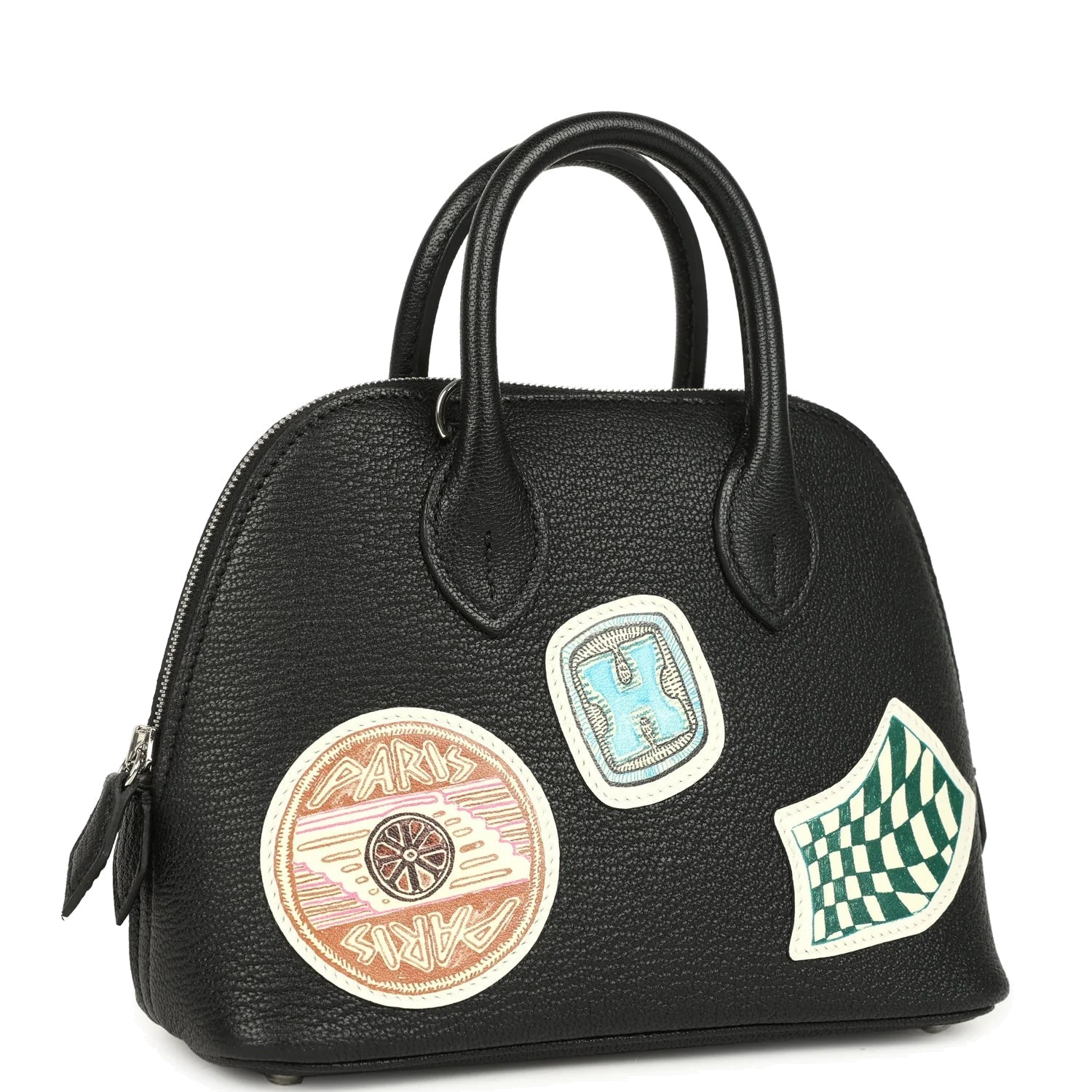 Hermes Mini 1923 Pique-Colle Bolide Black Chevre Palladium Hardware — фото 3