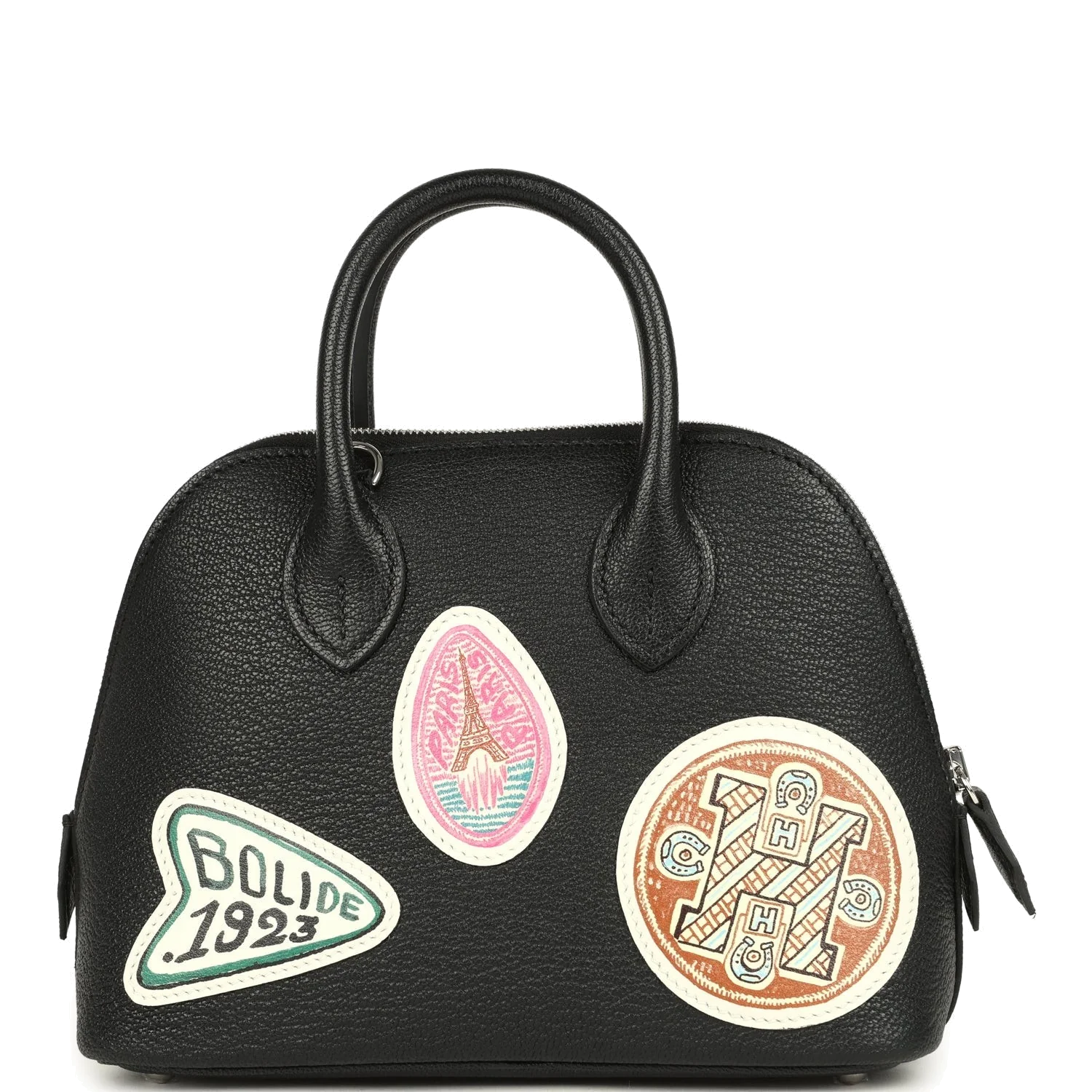 Hermes Mini 1923 Pique-Colle Bolide Black Chevre Palladium Hardware — фото 5