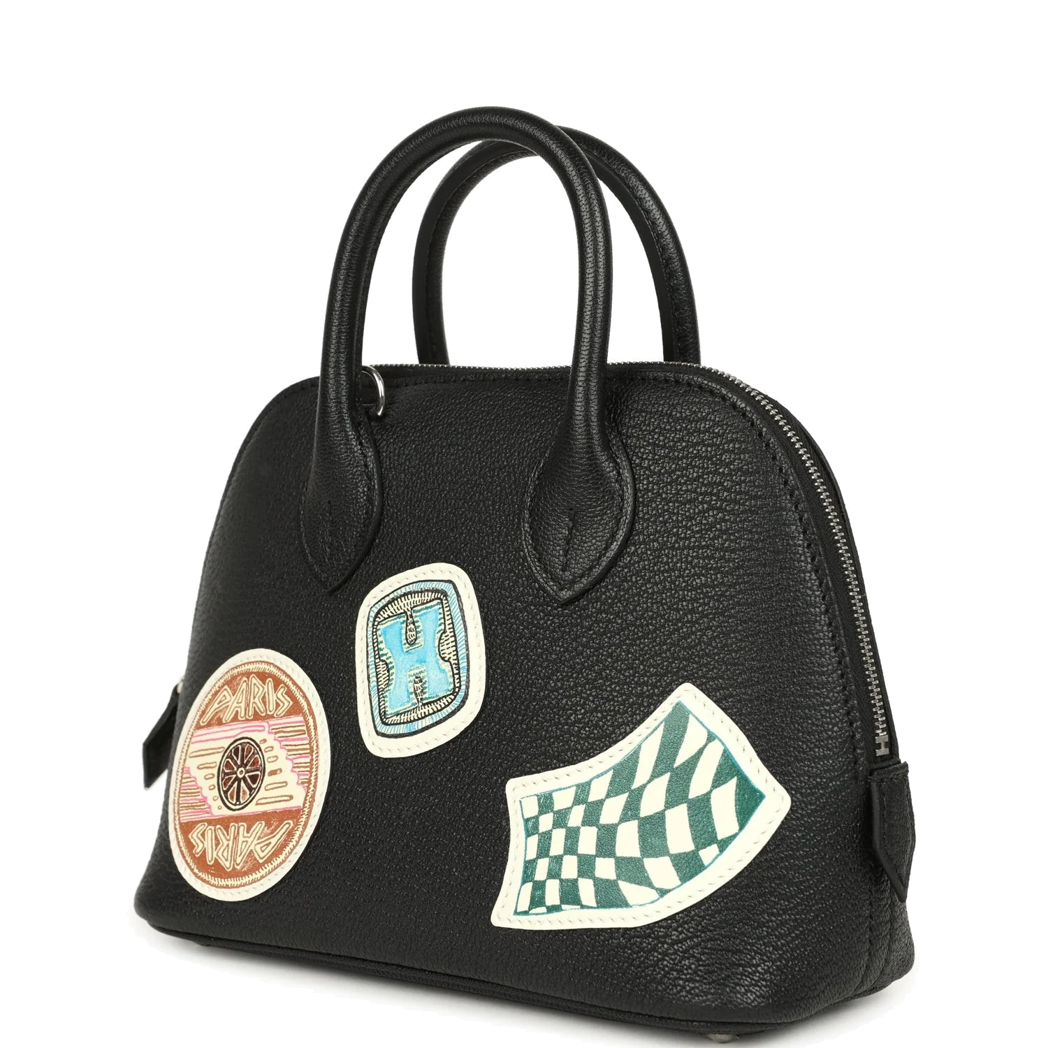 Hermes Mini 1923 Pique-Colle Bolide Black Chevre Palladium Hardware — фото 6