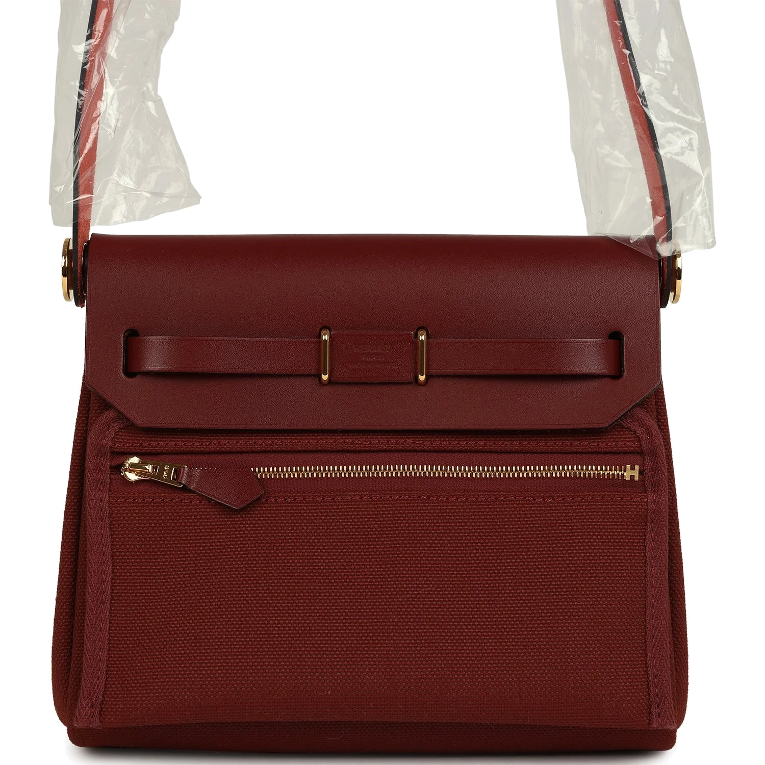 Hermes Herbag Zip 20 Mini Rouge H Toile Militaire Canvas and Vache Hunter Gold Hardware — фото 5