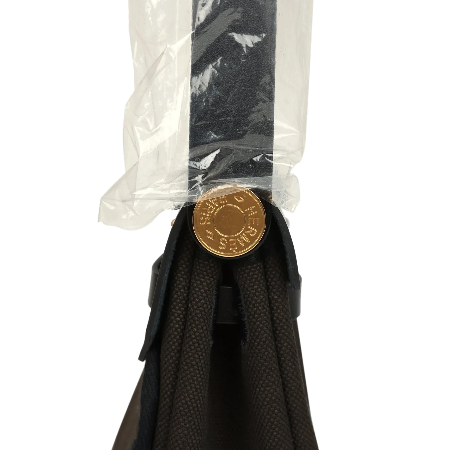 Hermes Herbag Zip 20 Mini Dark Bronze Toile Militaire Canvas and Black Vache Hunter Gold Hardware — фото 6
