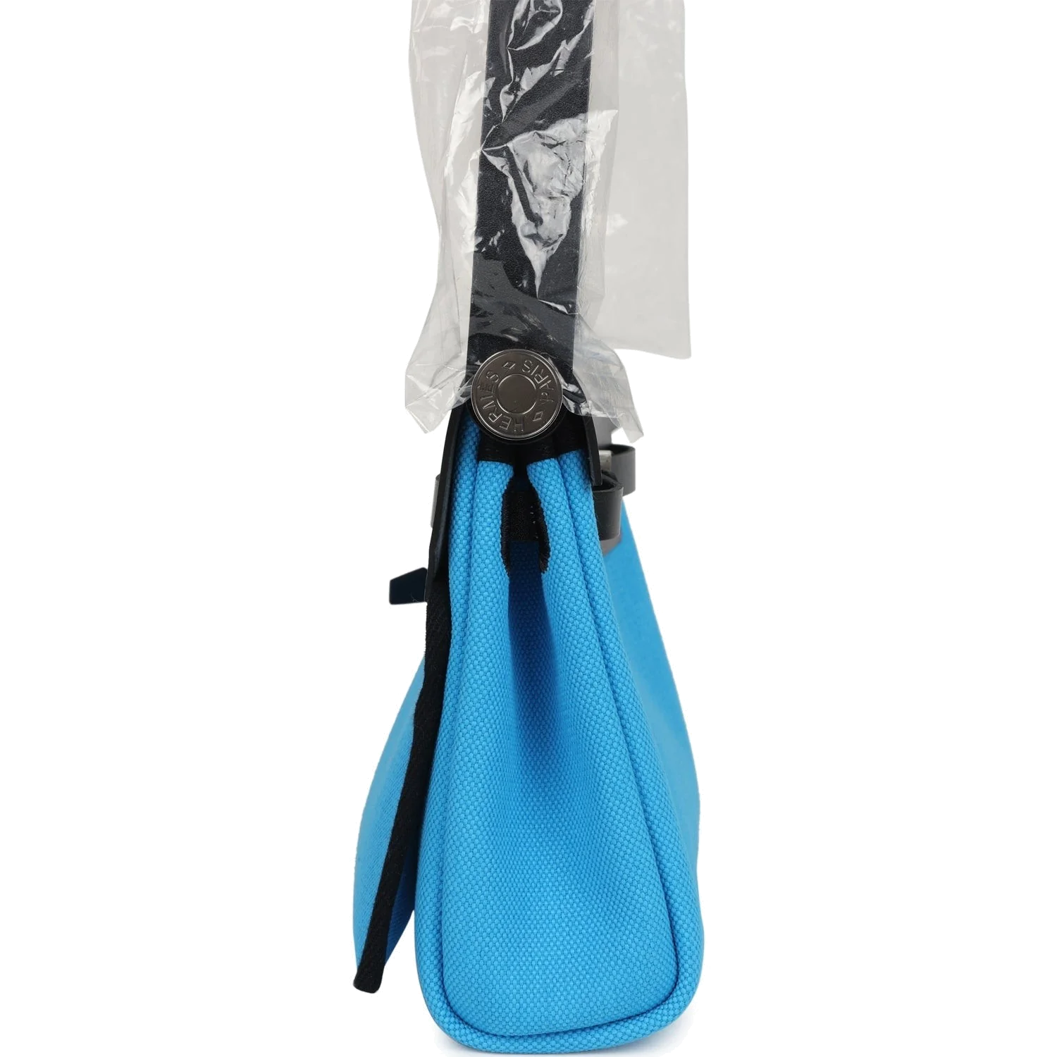 Hermes Herbag Zip 20 Mini Bleu Riviera Toile H Canvas and Black Vache Hunter Palladium Hardware — фото 4
