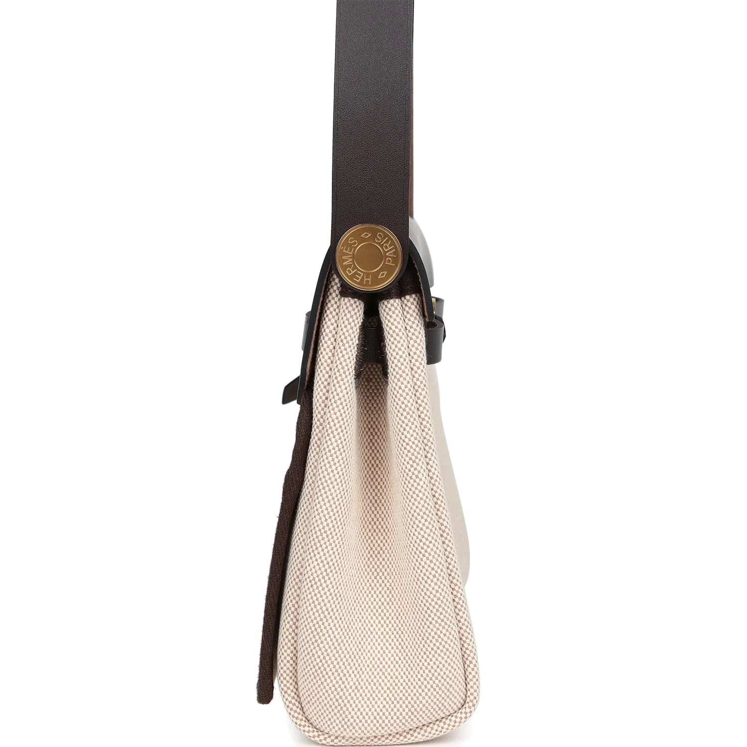 Hermes Herbag Zip 20 Mini Ecru and Beige Toile H Canvas and Ebene Vache Hunter Gold Hardware — фото 4