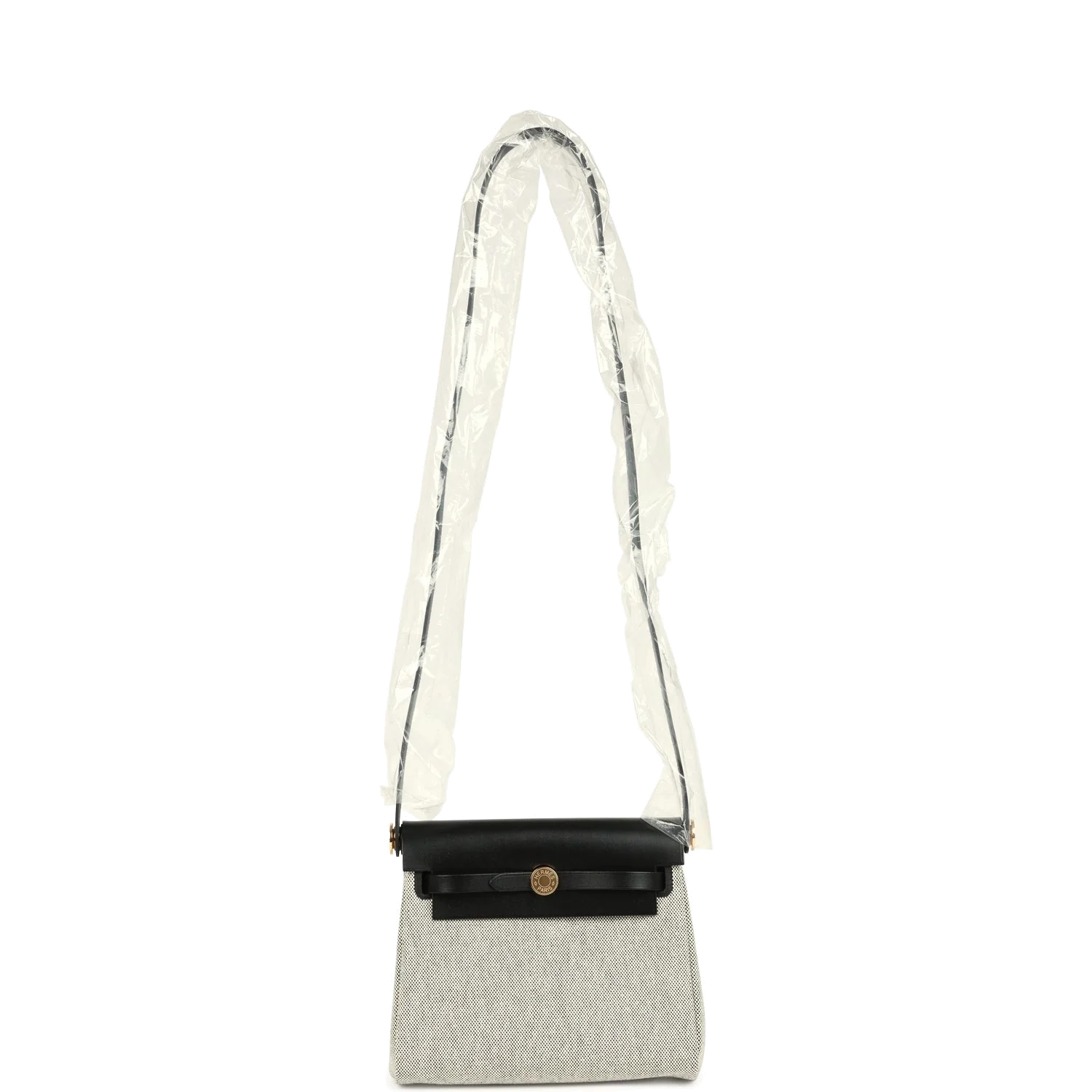 Hermes Herbag Zip 20 Mini Ecru and Black Toile H Canvas and Black Vache Hunter Gold Hardware — фото 8