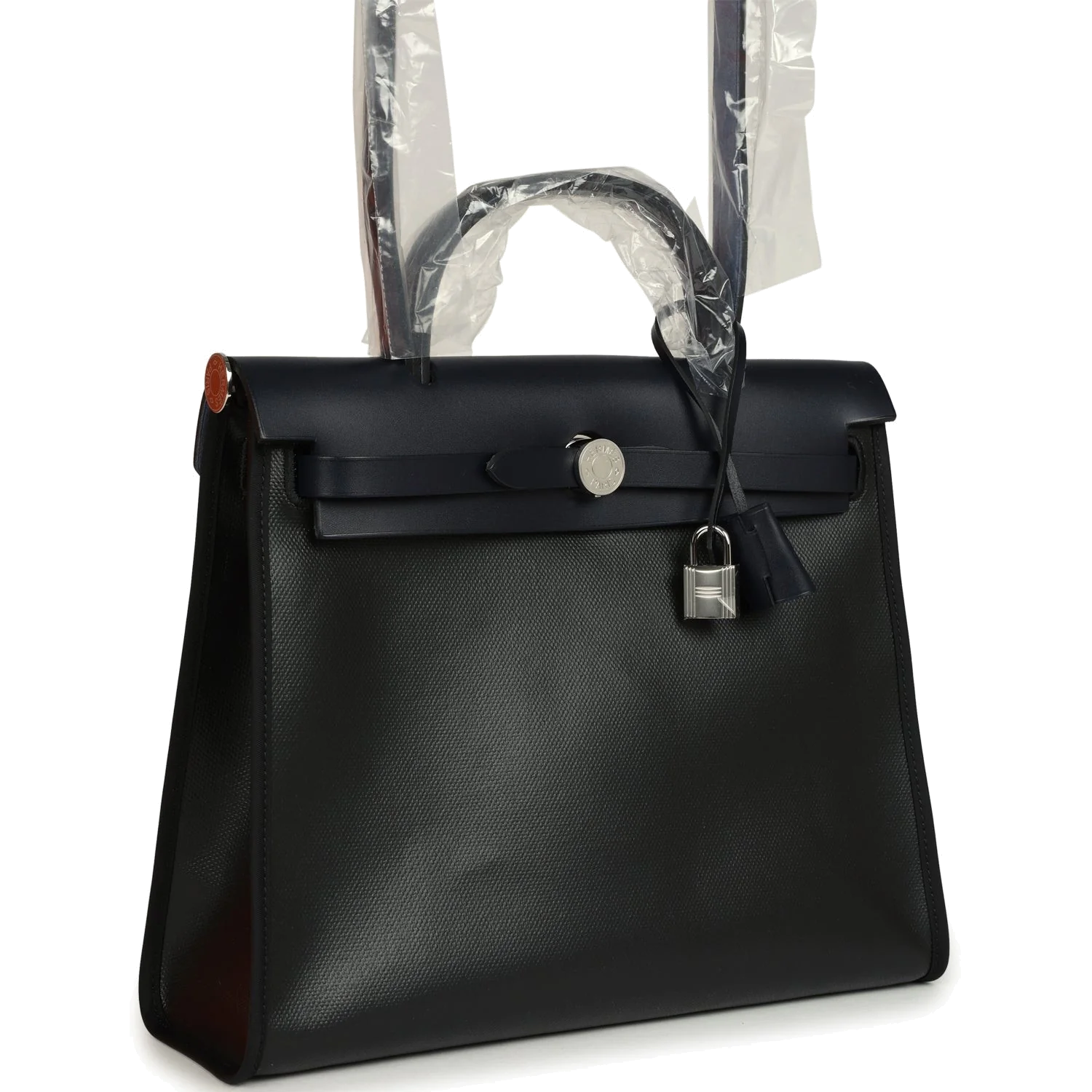 Hermes Herbag Zip PM 31 Black Toile H Berline and Bleu Indigo Hunter Palladium Hardware — фото 3