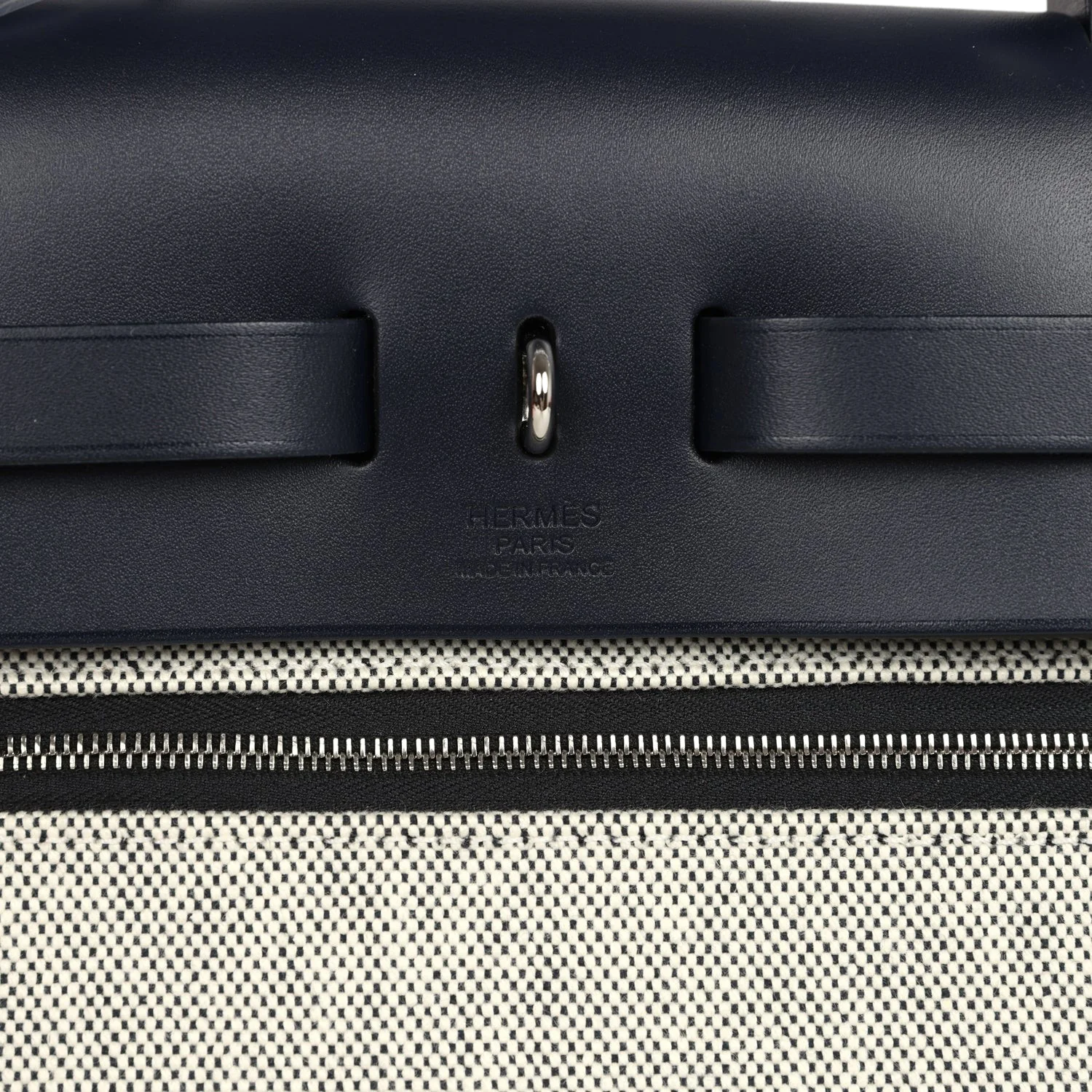 Hermes Herbag Zip PM 31 Black Toile H Berline and Bleu Indigo Hunter Palladium Hardware — фото 8
