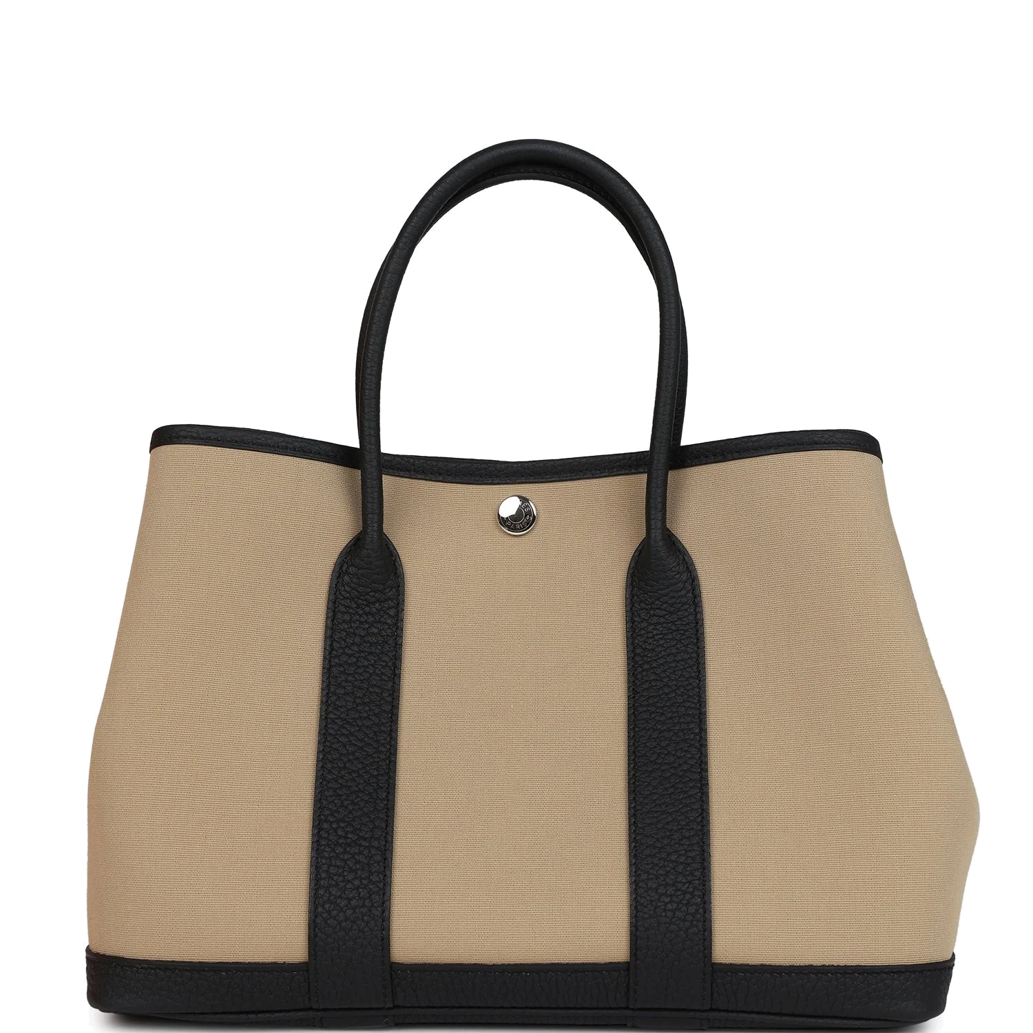 Hermes Garden Party 30 Trench Toile Officier Canvas and Black Negonda Palladium Hardware