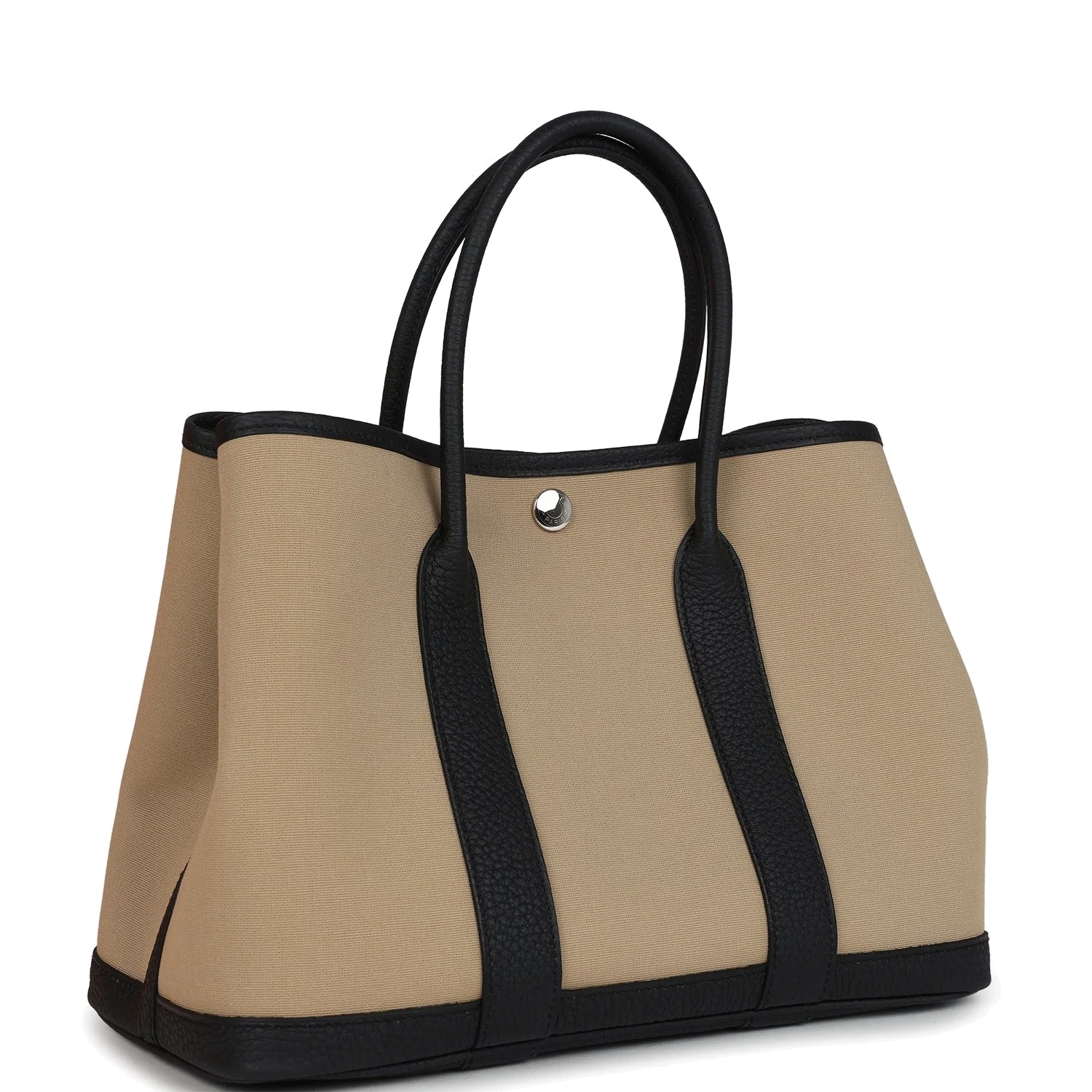 Hermes Garden Party 30 Trench Toile Officier Canvas and Black Negonda Palladium Hardware — фото 3