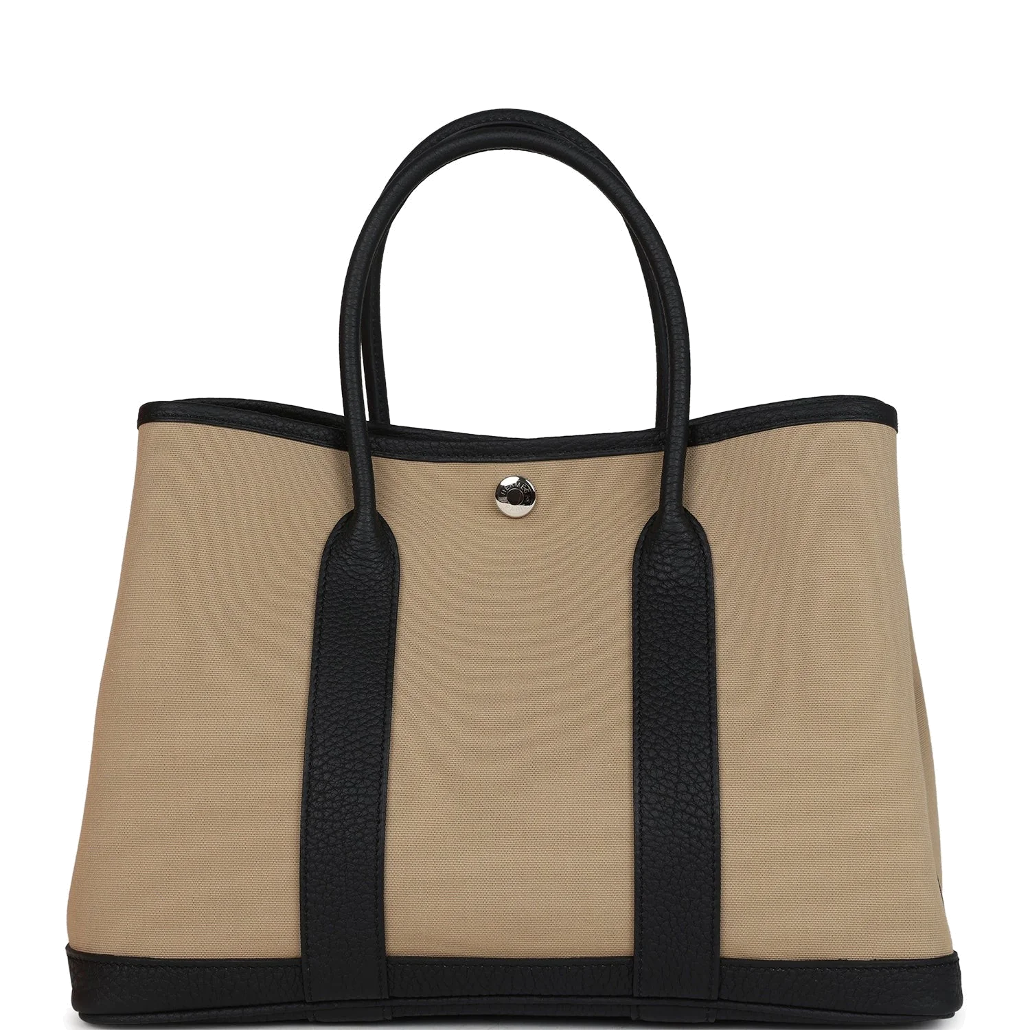 Hermes Garden Party 30 Trench Toile Officier Canvas and Black Negonda Palladium Hardware — фото 5