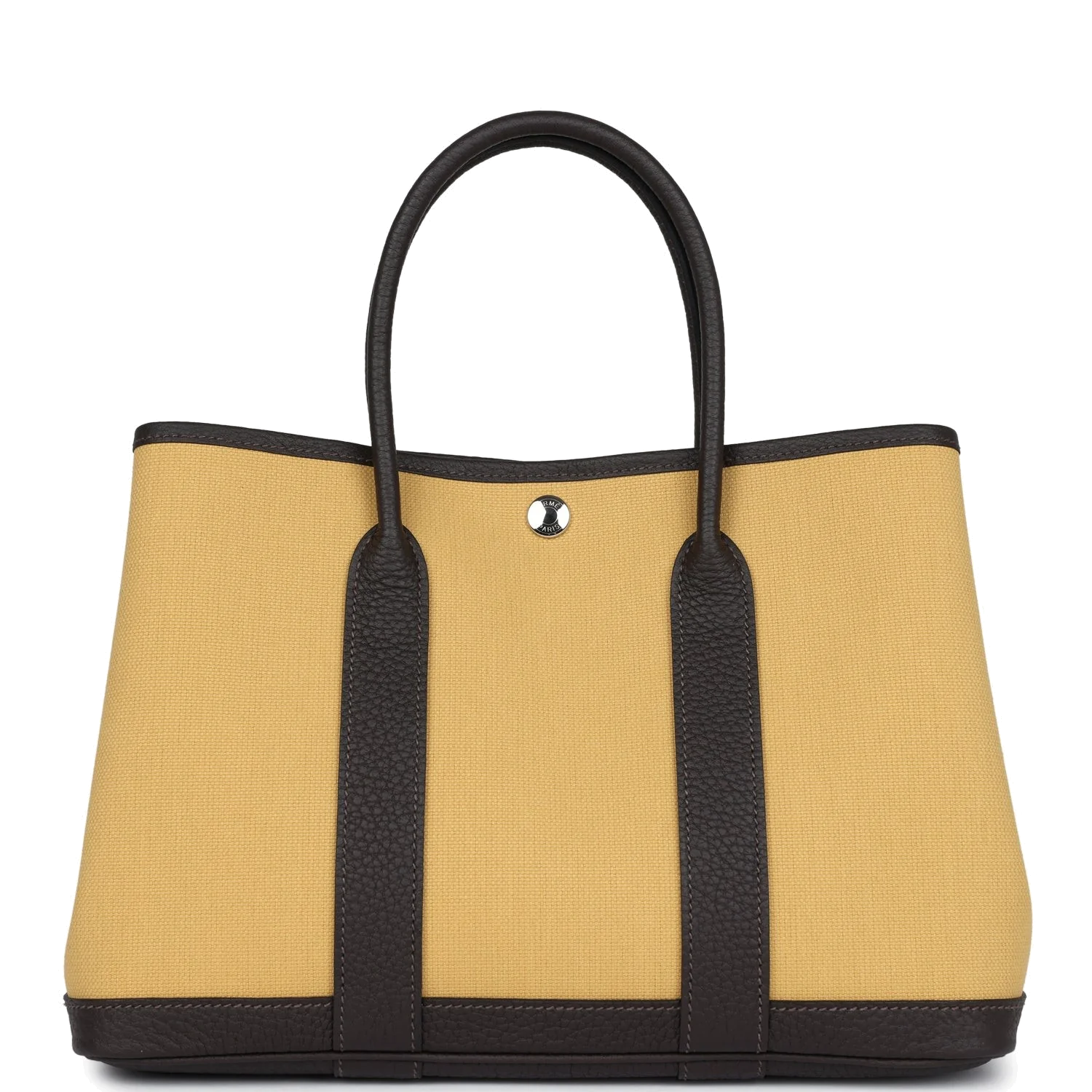 Hermes Garden Party 30 Paille Toile Militaire Canvas and Ebene Negonda Palladium Hardware — фото 2