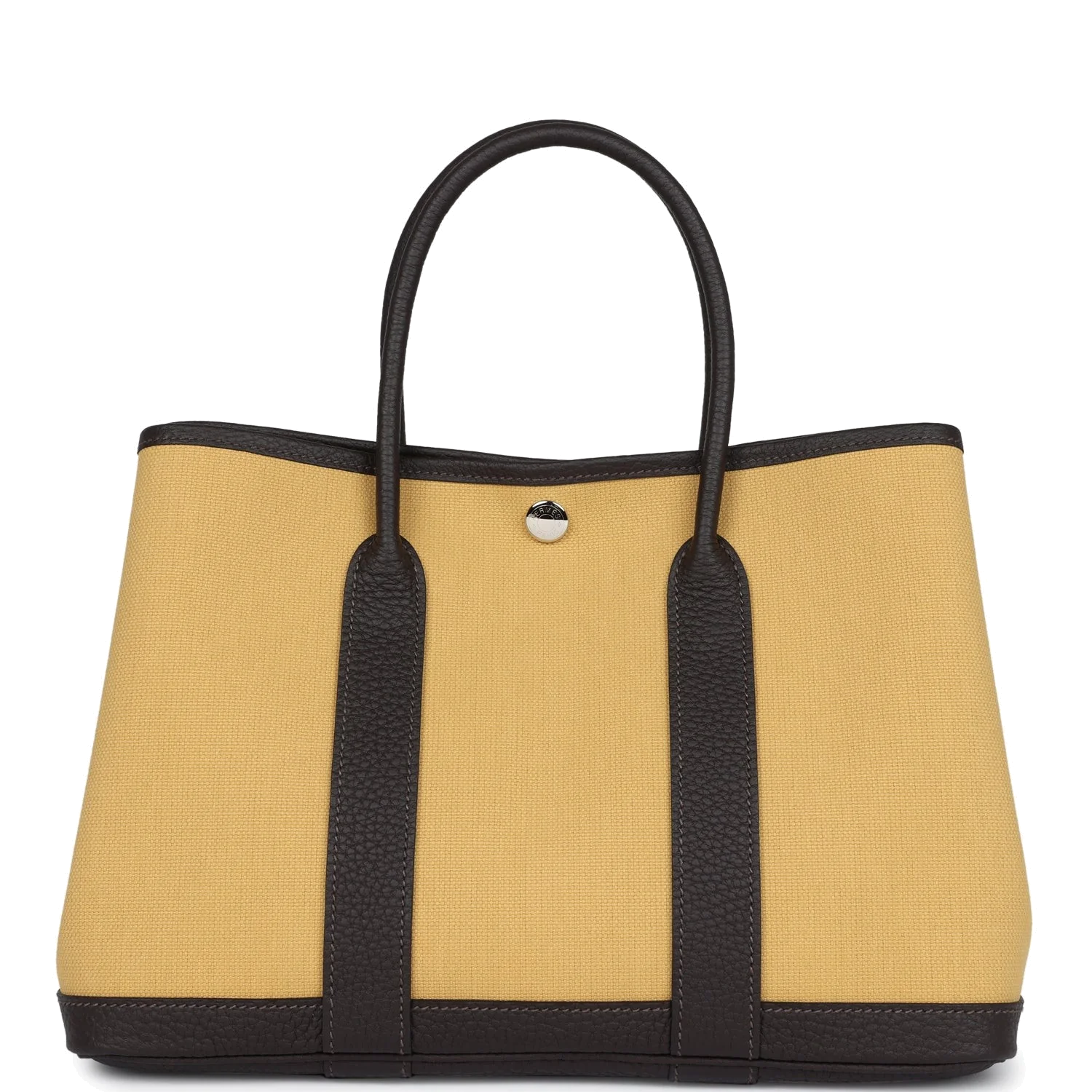 Hermes Garden Party 30 Paille Toile Militaire Canvas and Ebene Negonda Palladium Hardware — фото 5