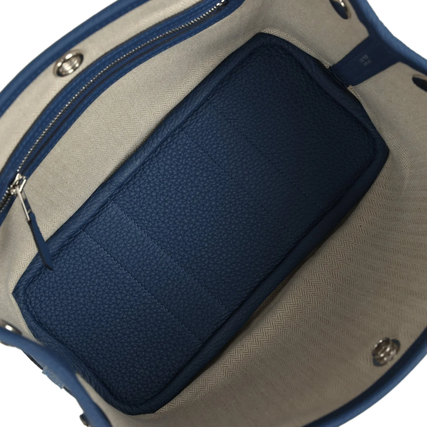 Hermes Garden Party Neo 23 Bleu Tie Togo Palladium Hardware — фото 8
