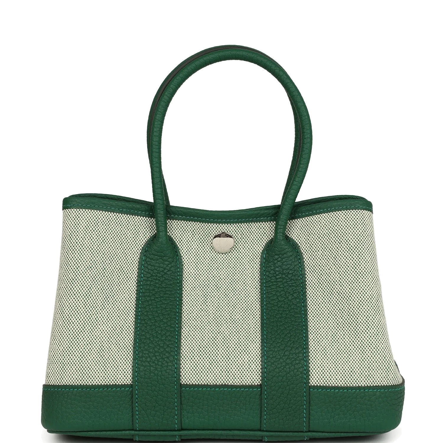 Hermes Garden Party Neo 23 Vert Moyen-Ecru Toile H Canvas and Vert Moyen Negonda Palladium Hardware — фото 2
